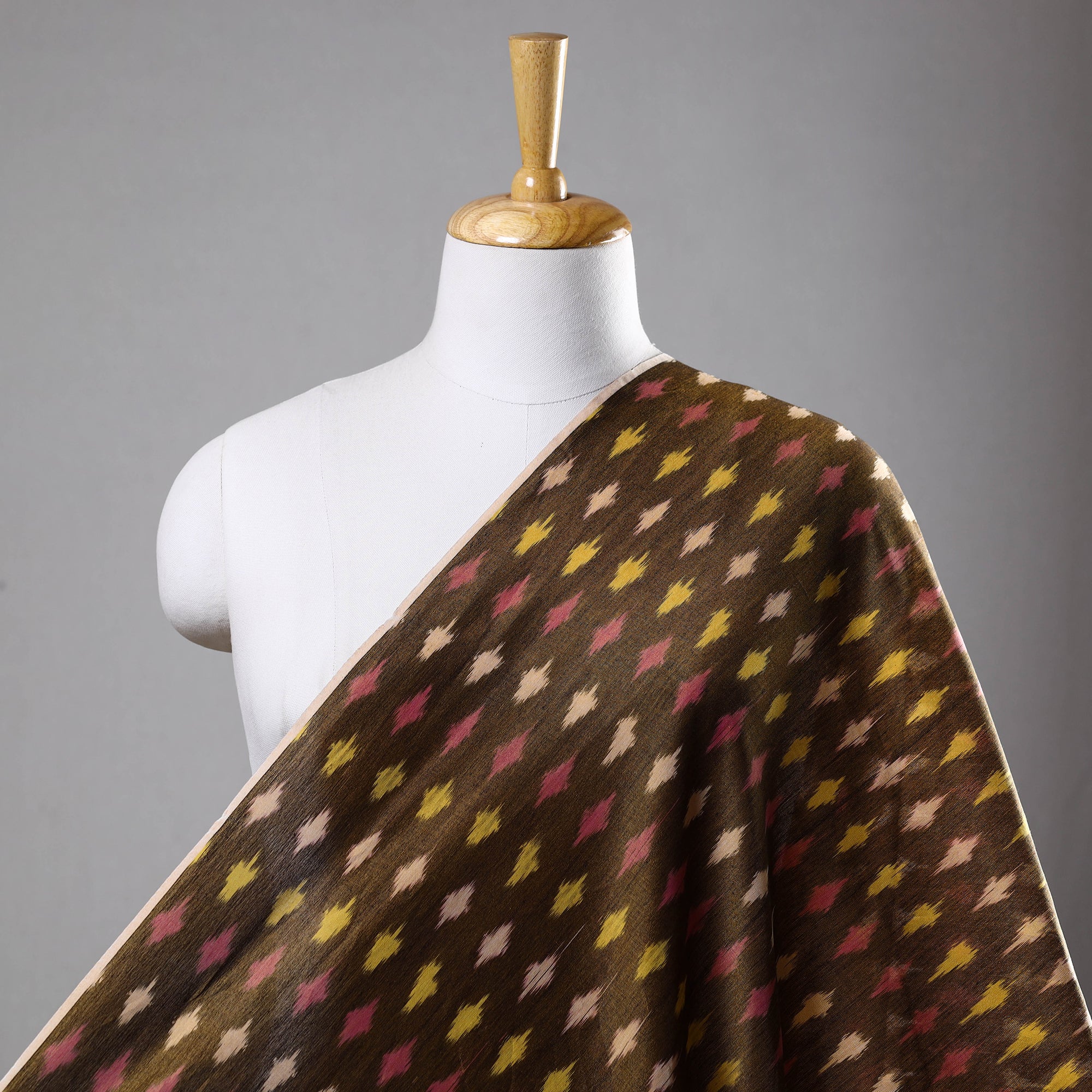 SOUTH KARGHA Brown - Mercerised Cotton Pochampally Ikat Fabric 04
