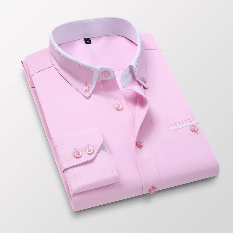 BlackTree Down Collar Cotton Blend Solid Shirt For Man (Light Pink)