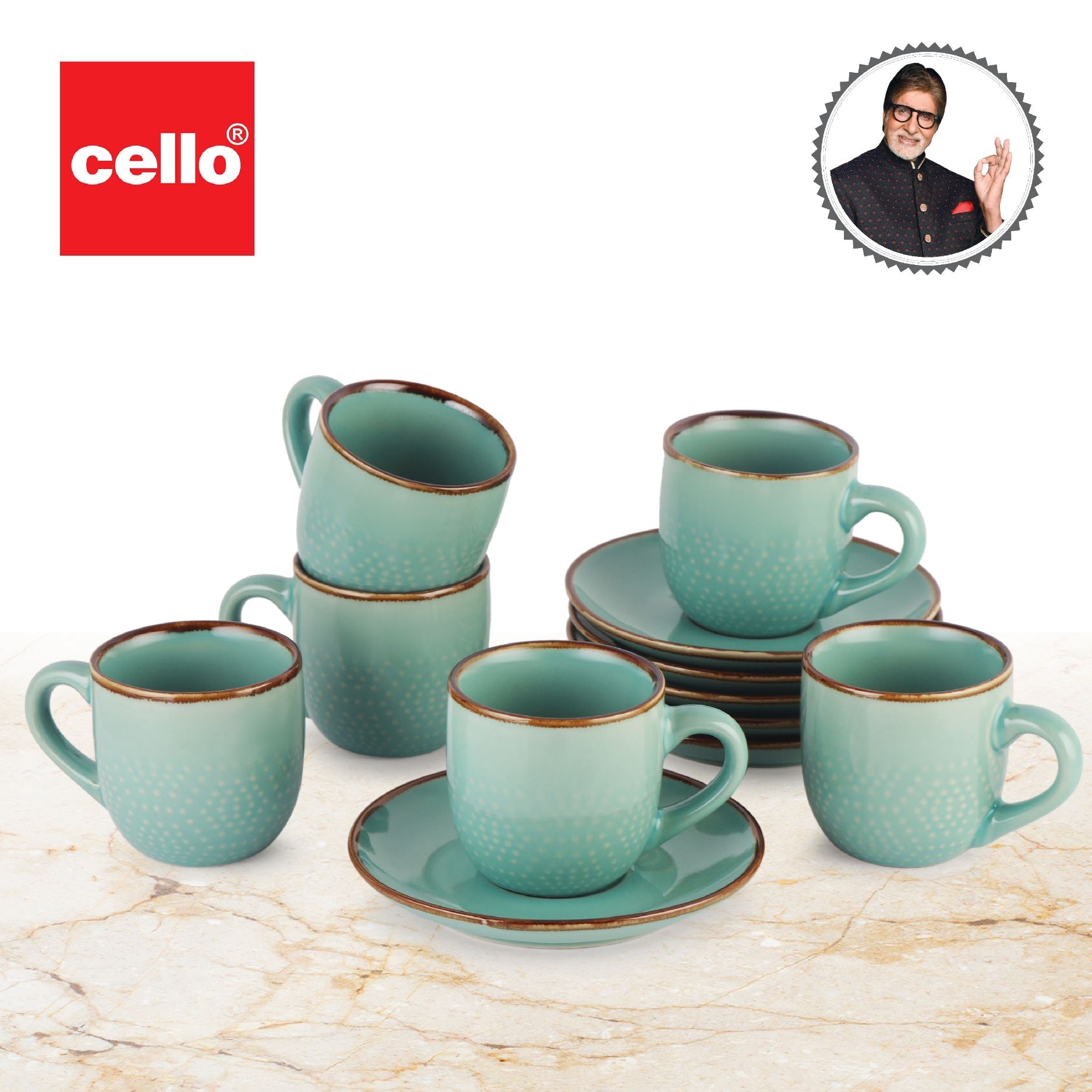 Cello Hampshire 6 Pieces Ceramic Cup & Saucer - view 34