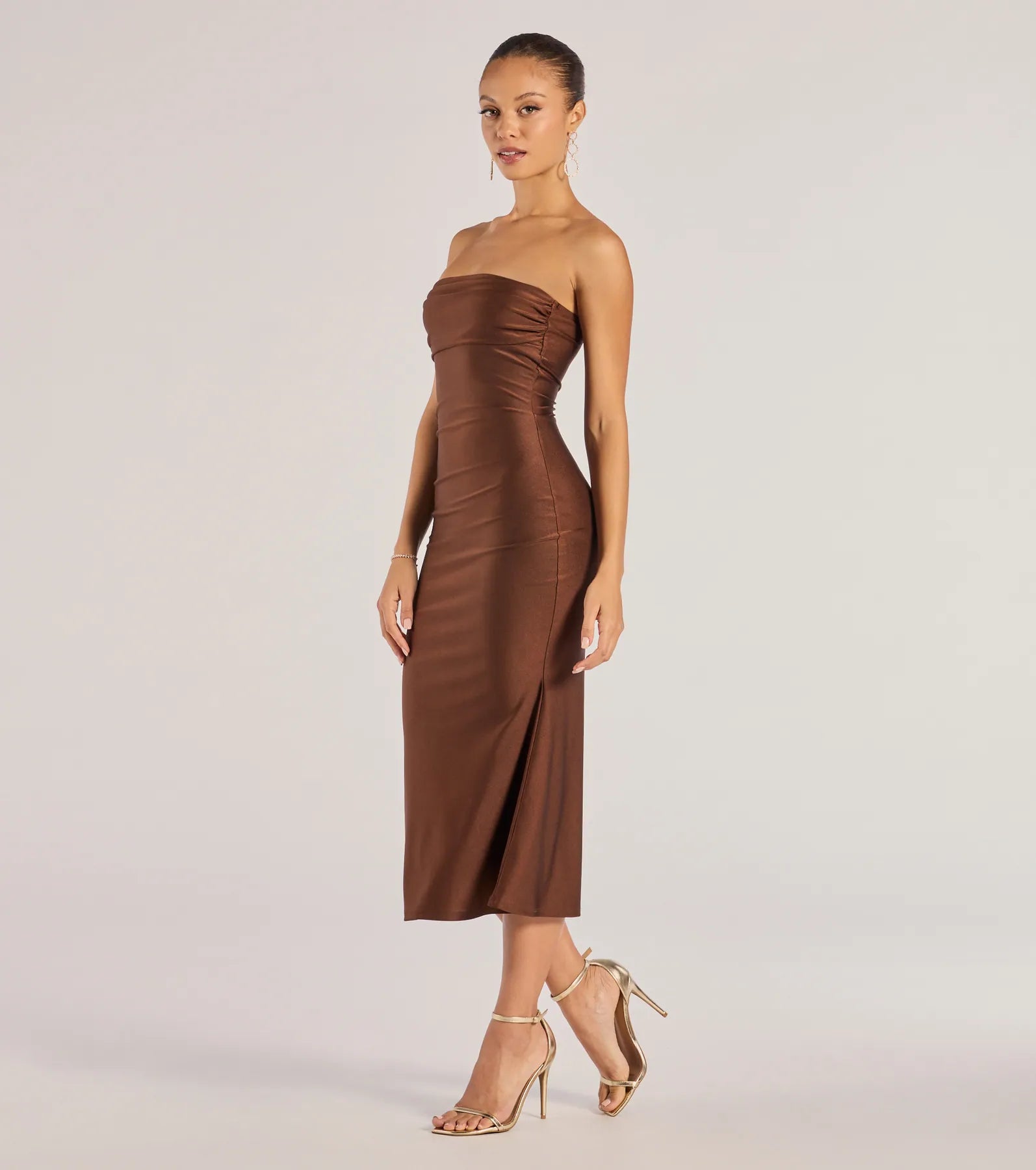 Windsor Keep Knit It Sleek Midi Dress – BROWN - view 4