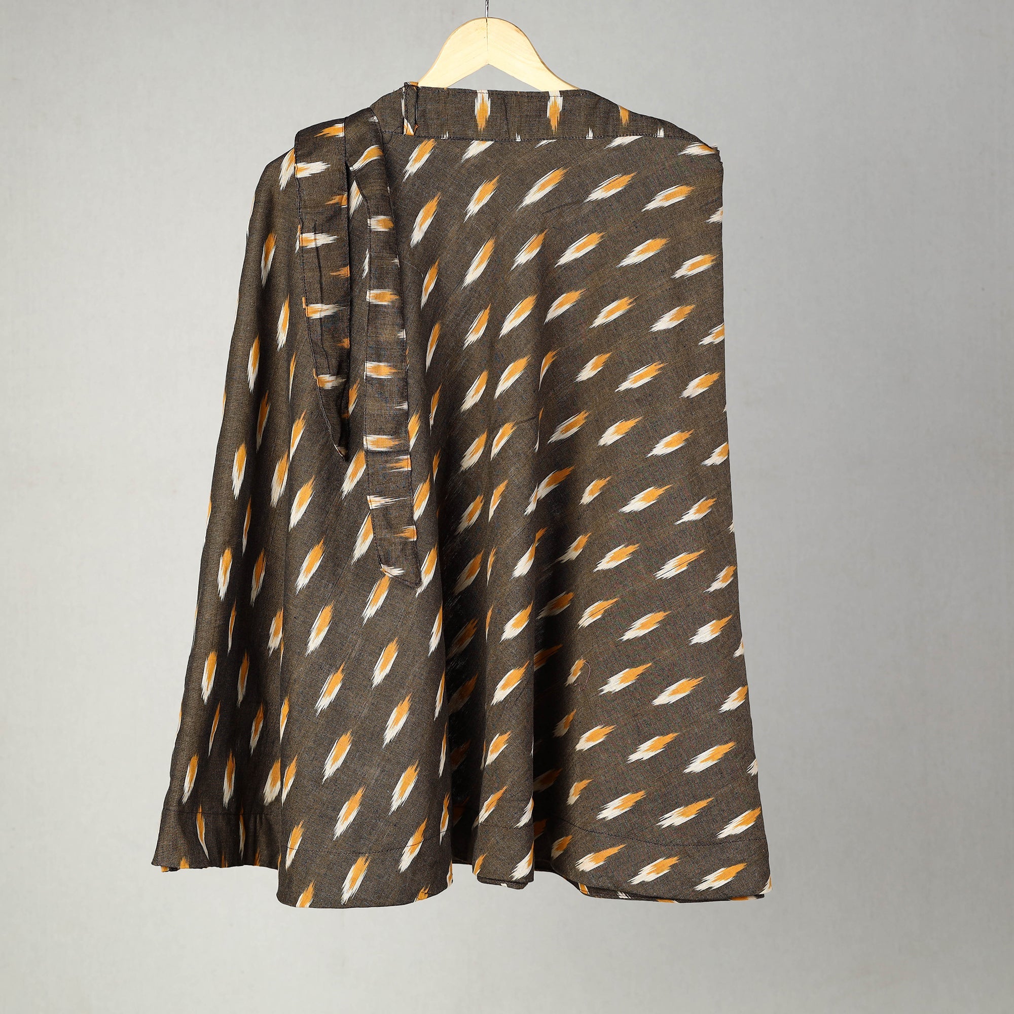 NOORI BAZAR Brown - Handmade Cotton Wrap Around Pochampally Ikat Skirt 15