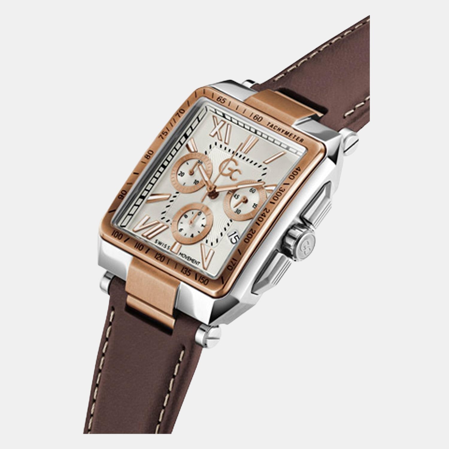 GC Elite Men Quartz White Dial Chronograph Leather Watch Z06002G1MF - view 4