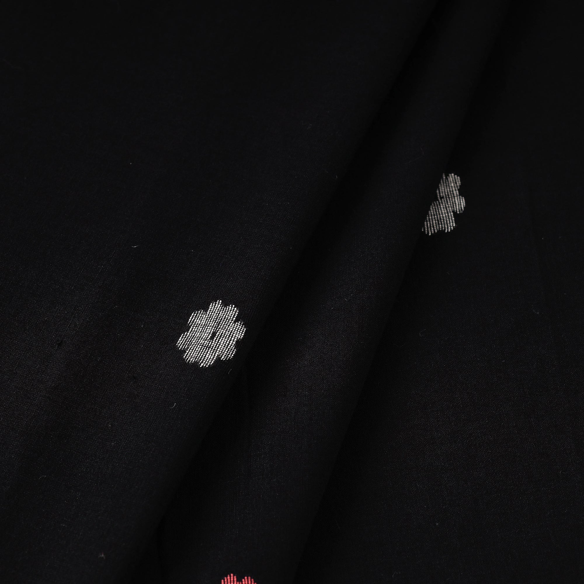 SASHA Black - Phulia Jamdani Handloom Pure Cotton Fabric - view 2