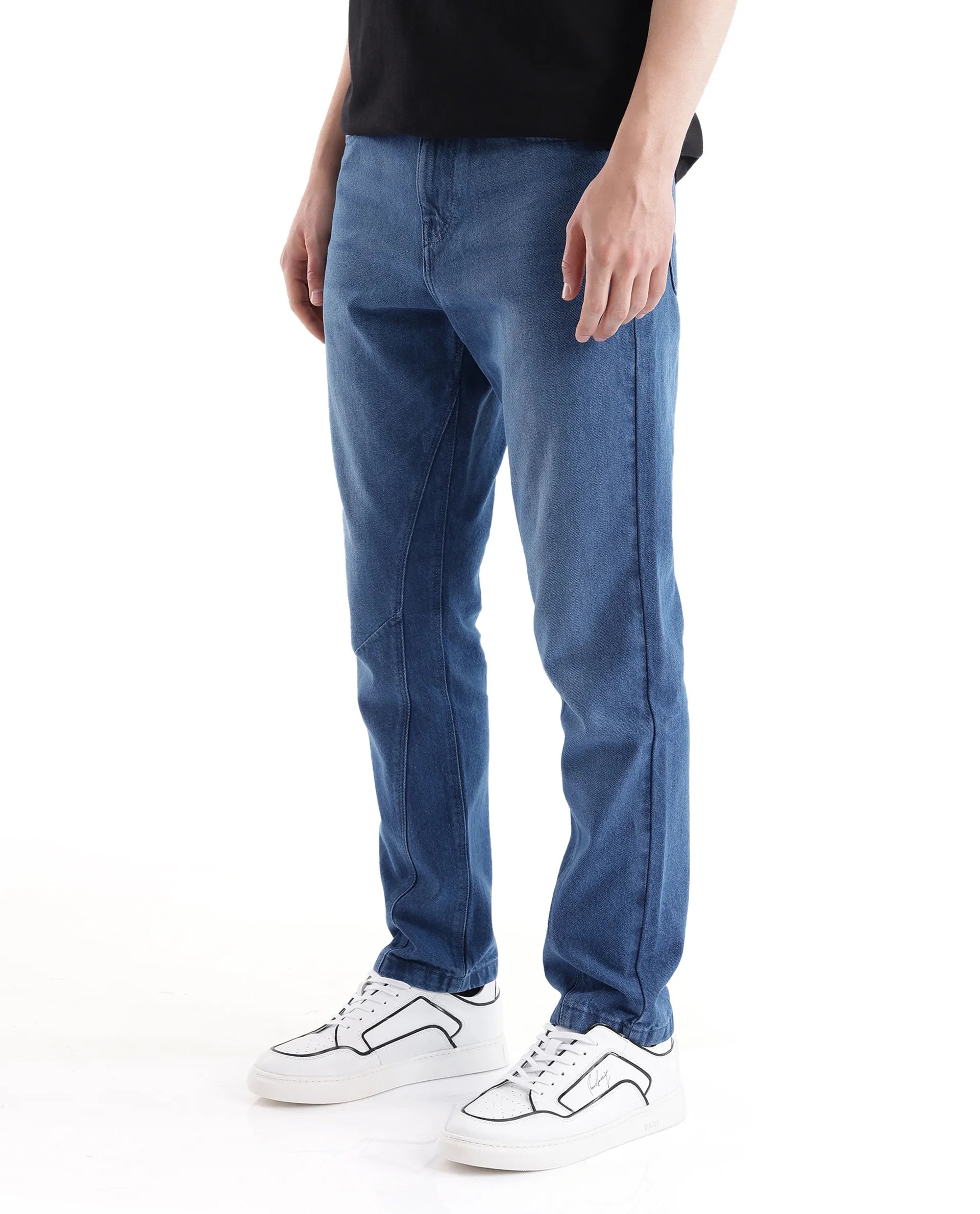 Rare Rabbit Men's Kobet Blue Cotton Fabric Plain Jeans - view 5