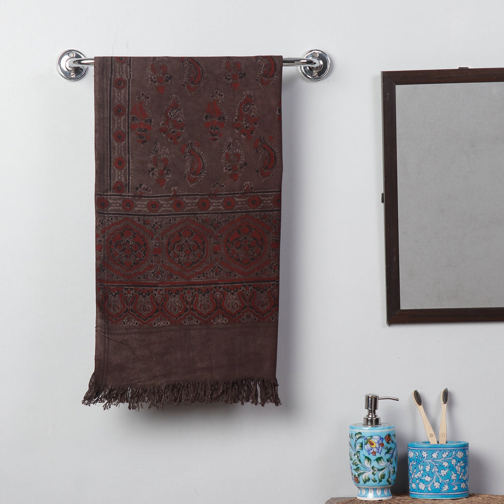 KACHCHH JI CHHAAP Brown - Block Print Cotton Ajrakh Handloom Towel