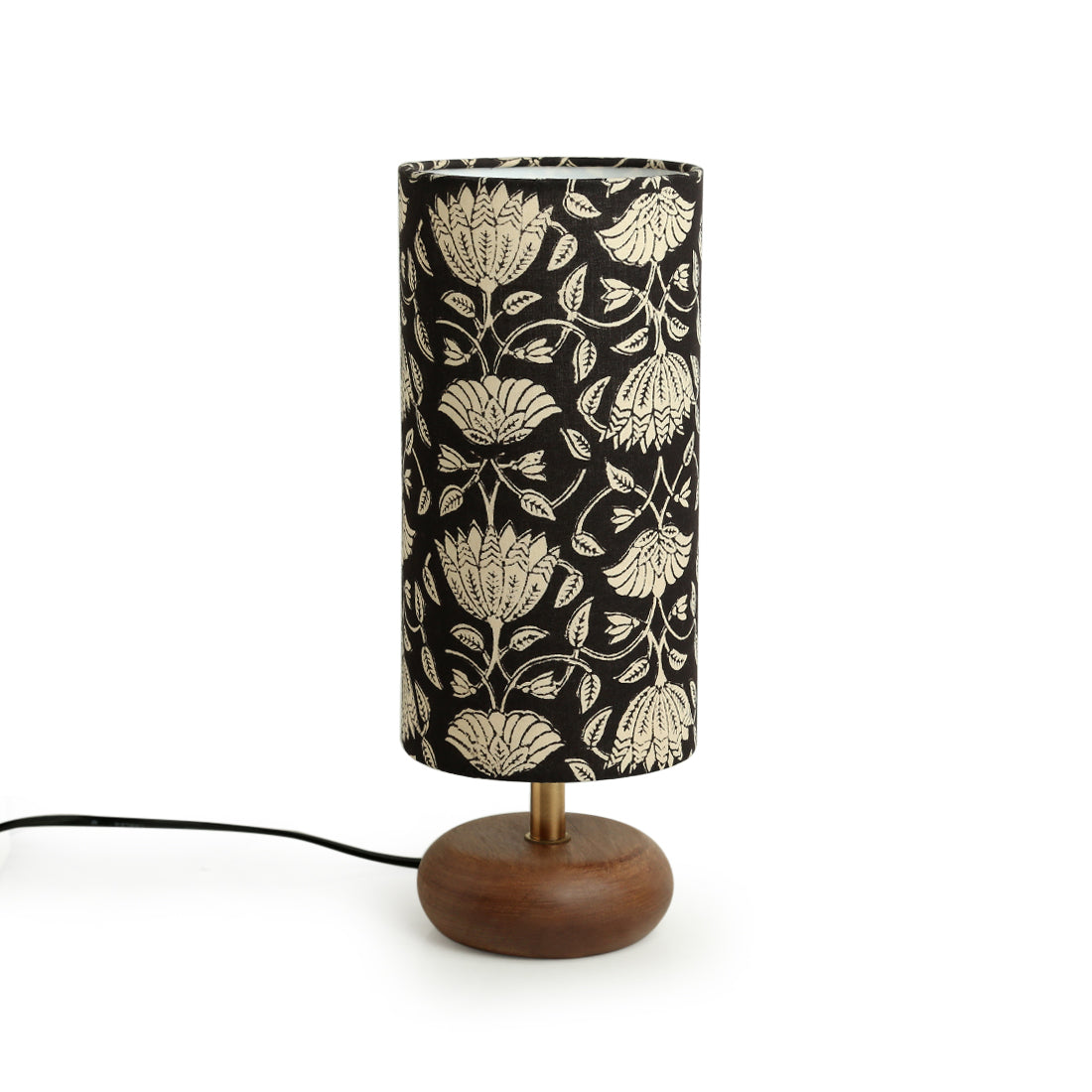 EXCLUSIVELANE 'Blooming Lotus' Cylindrical Table Lamp In Mango Wood (14 Inch) - view 3
