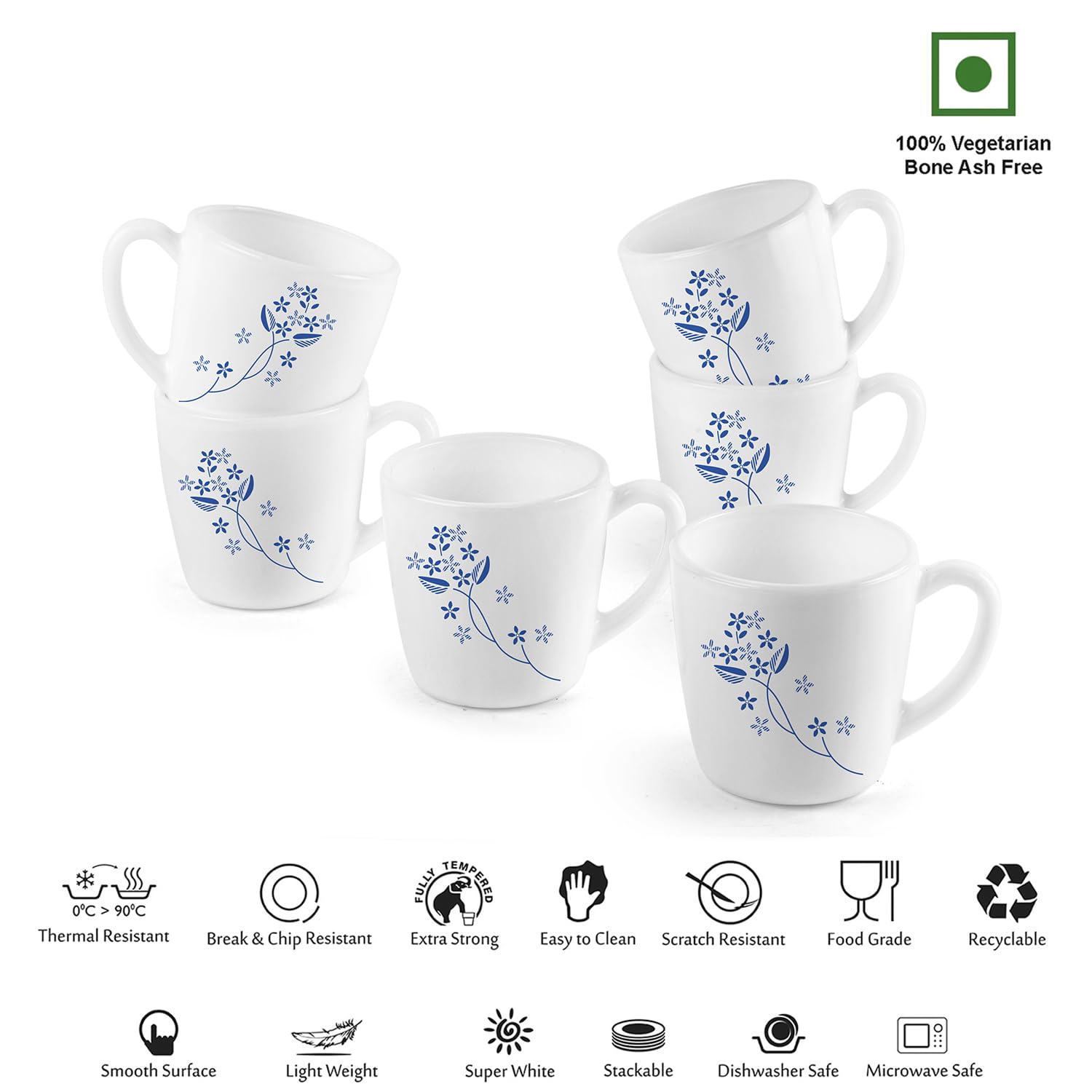 Cello Imperial Dainty Blue Ricca Mugs, 6 Pieces - view 6