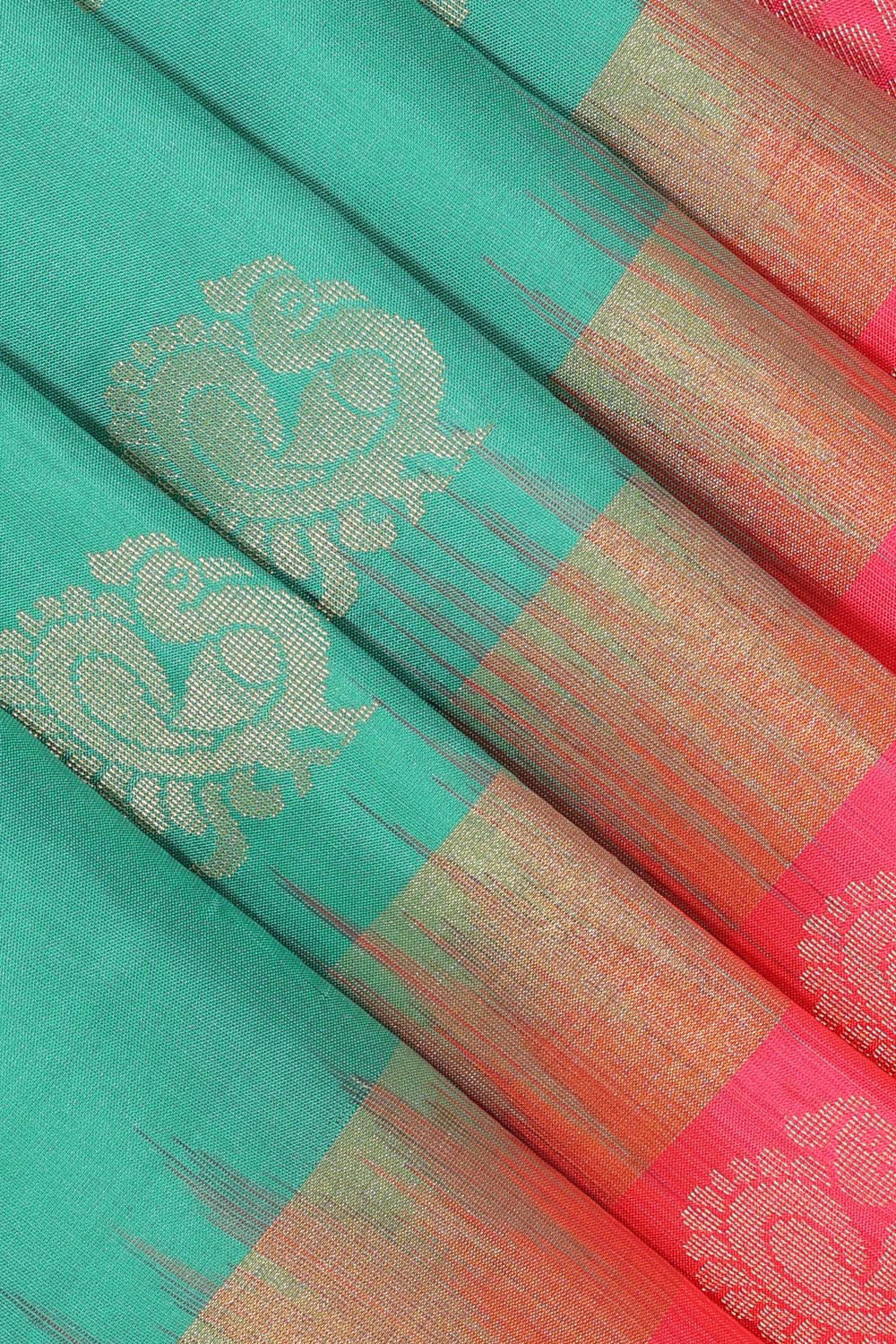 Kalanjali Gorgeous Sea Green Saree – Women's - view 2