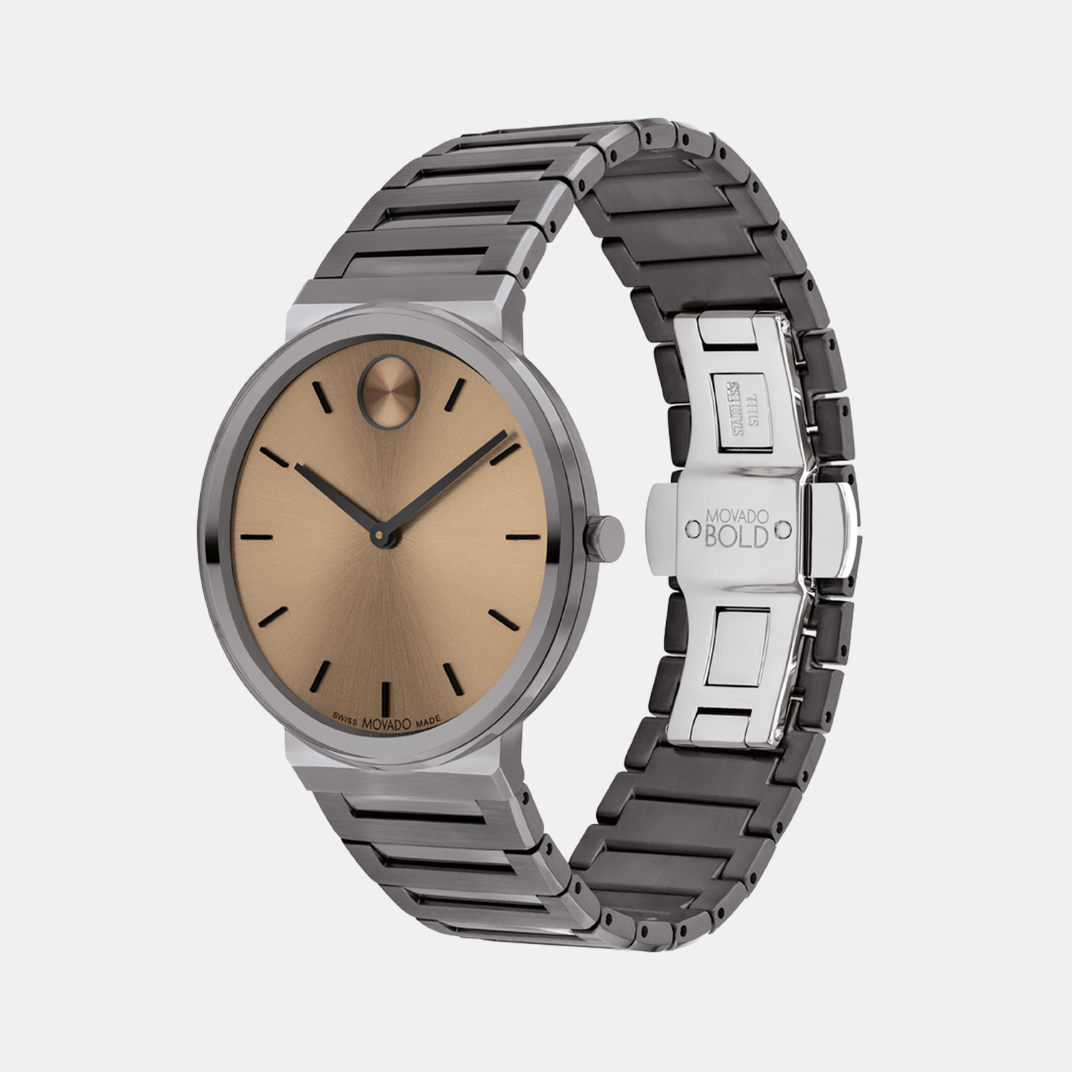 Movado Bold Men Quartz Clay Dial Analog Stainless Steel Watch 3601202 - view 2