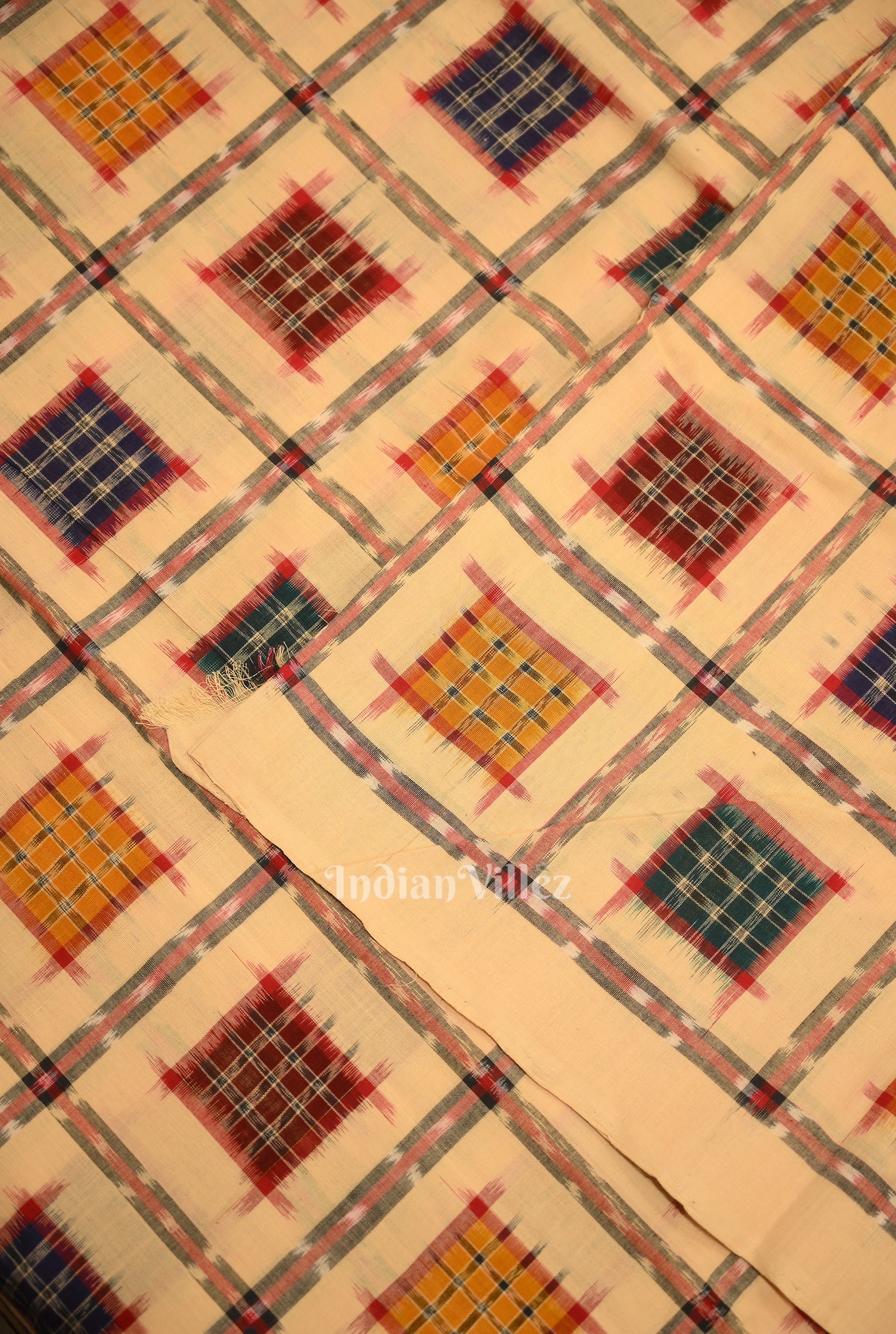 IndianVillèz Sandal Wood Ashwin Sambalpuri Ikat Cotton Fabric - view 2