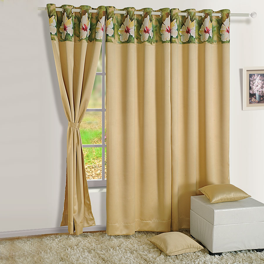 Swayam India Blackout Curtains Printed Latte Beige-2008 - view 5