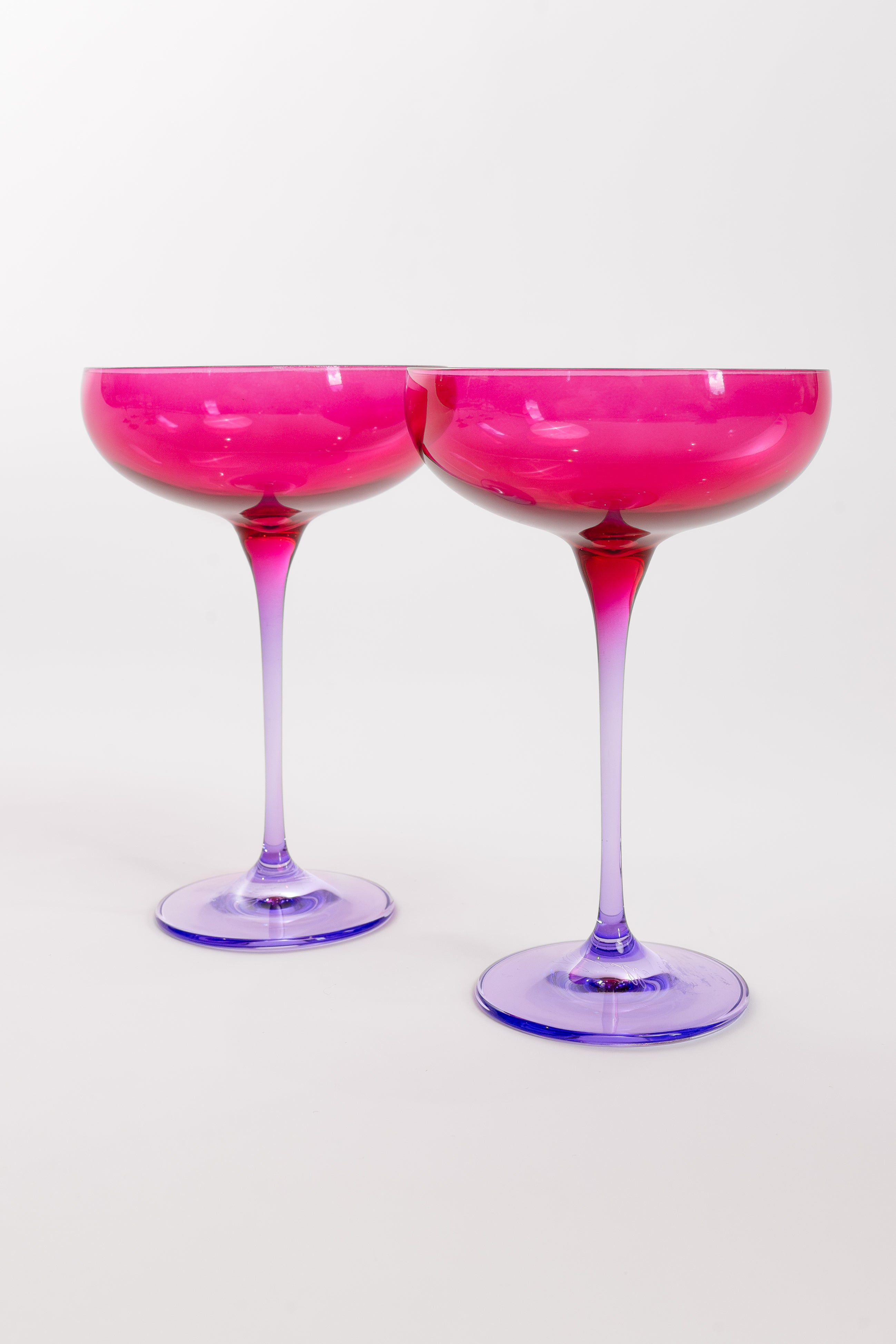 Estelle Colored Glass Estelle Colored Champagne Coupe - Set of 2 {Colorblock: Fuchsia + Lavender}