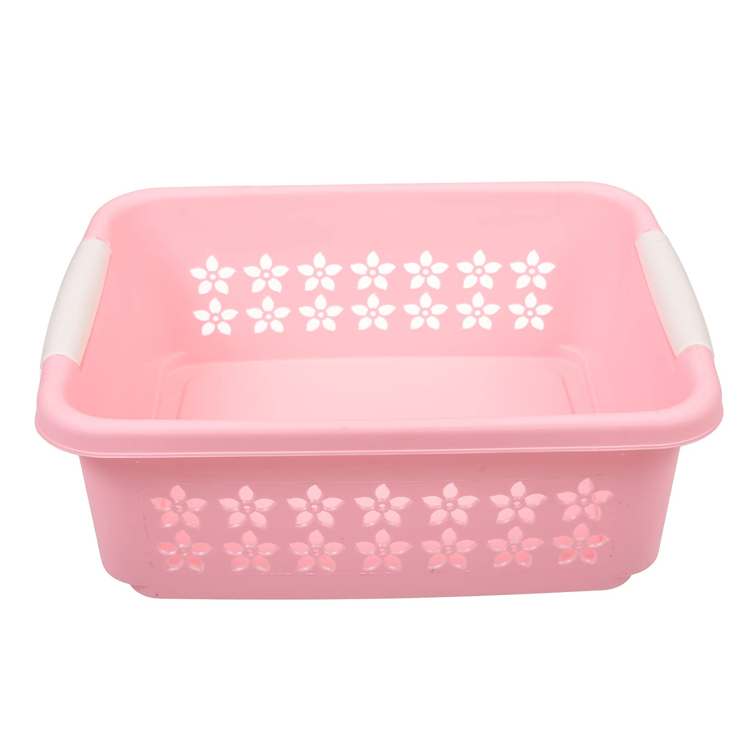 Kuber Industries Multipurpose Rectangle Shape Plastic Storage Basket for Kitchen, Fruit Basket, Office Table, Storage Organizer Medium Pack of 2 (Pink - view 2