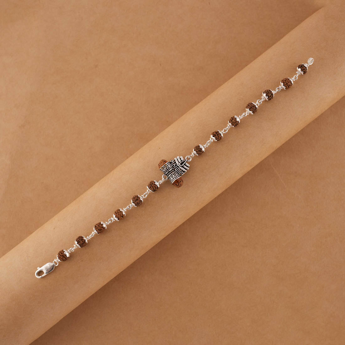 Prinjal Jewellers Rudraksha Silver Trinetra Mahakaal Bracelet - view 2