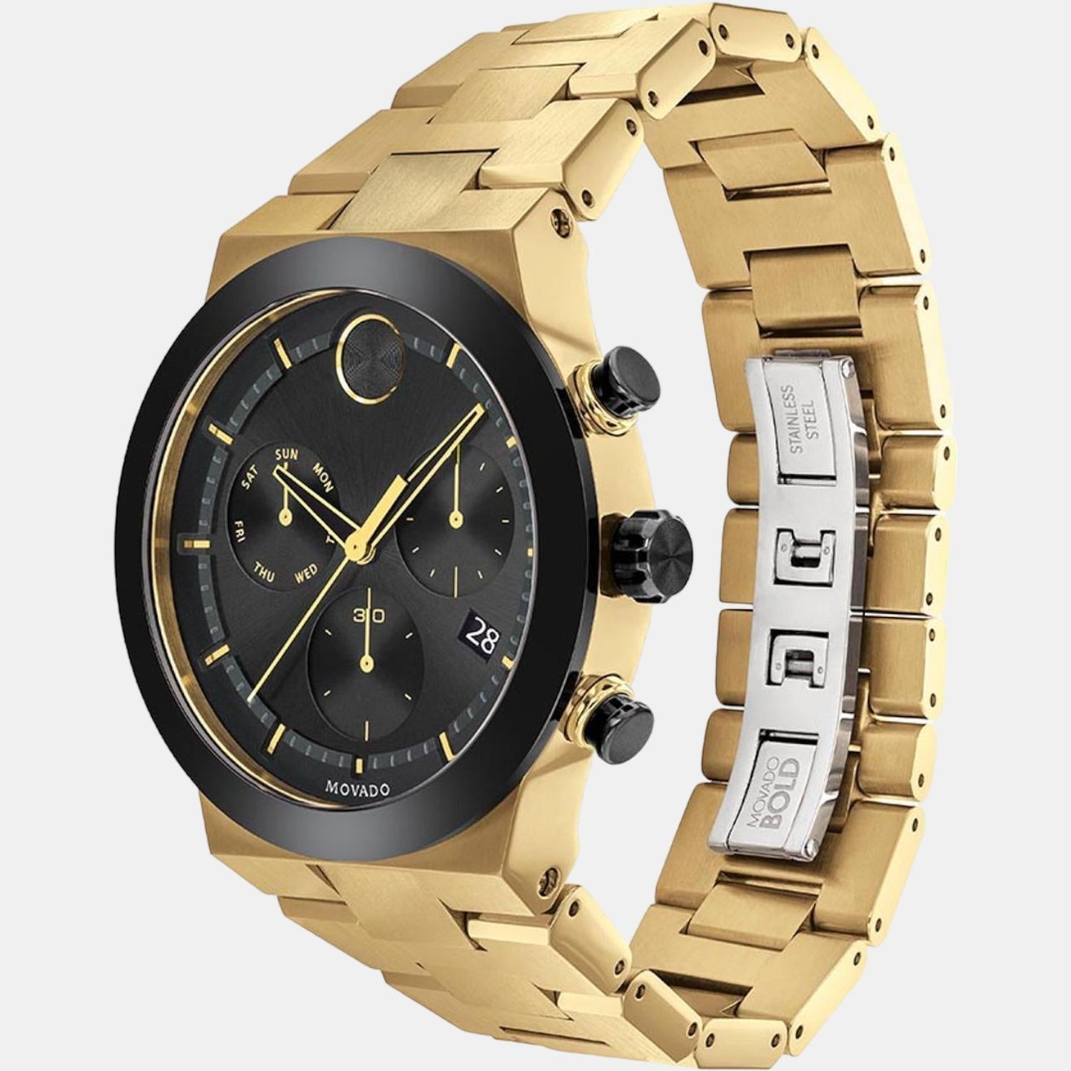 Movado Bold Men Quartz Black Dial Chronograph Stainless Steel Watch 3600731 - view 2
