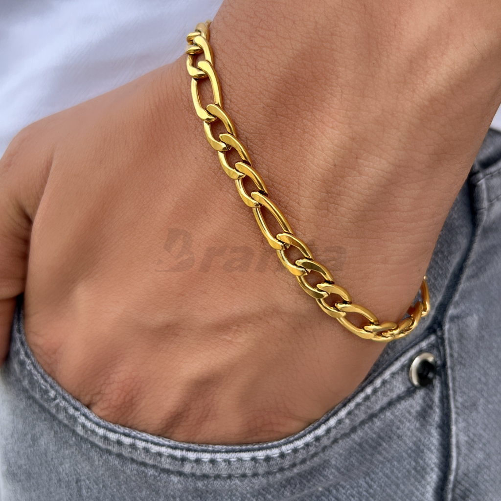 brantashop Classic Gold Curb Chain Bracelet (8 Inch)