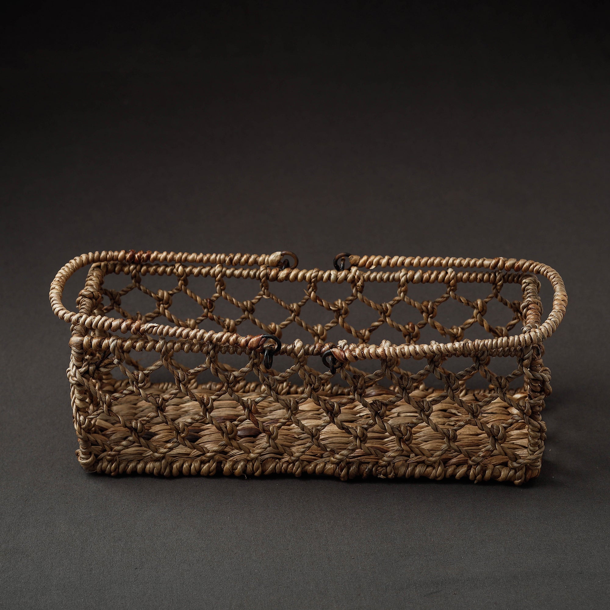 ASAMA Brown - Handcrafted Organic Water Hyacinth Plush Basket (12 x 4 in)