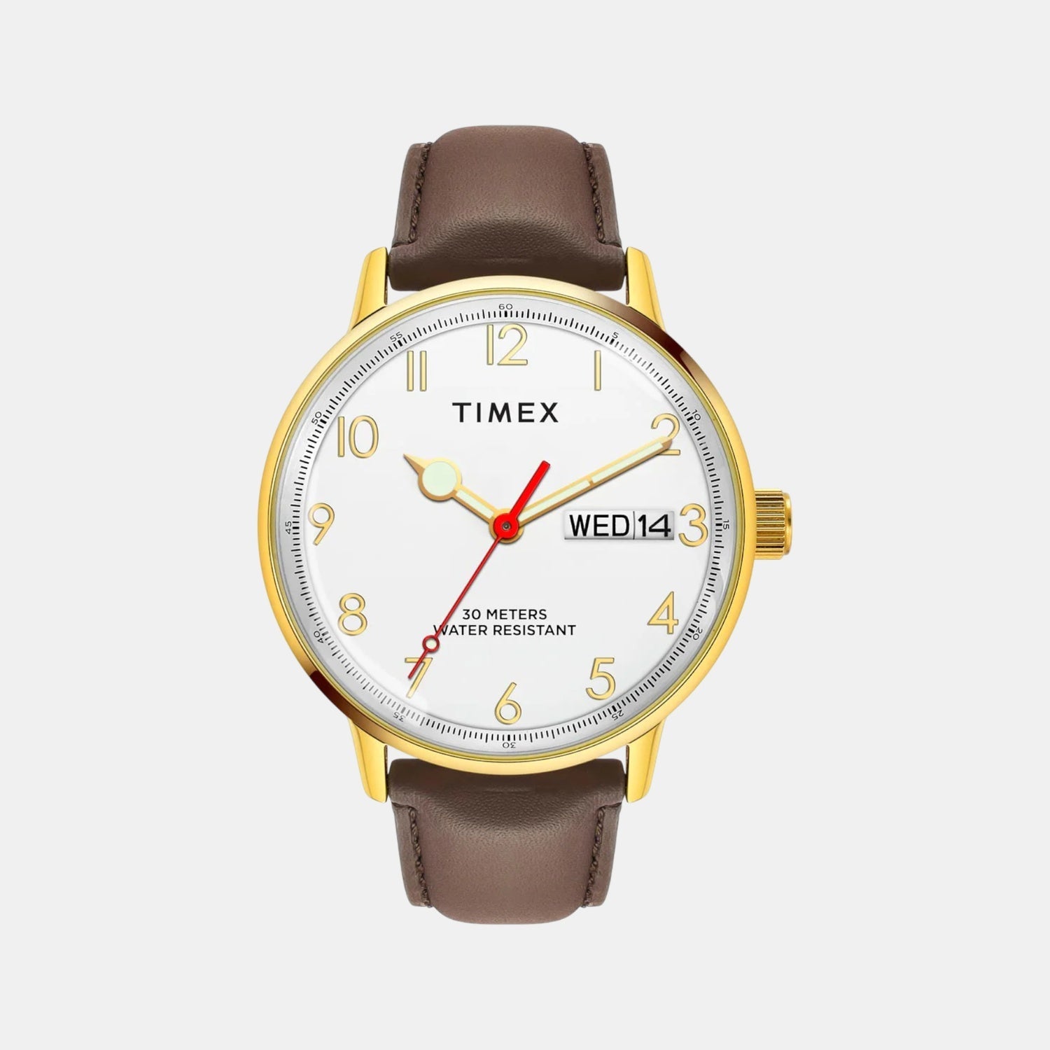 Timex Fashion Men Quartz White Dial Analog Leather Watch TWEG25401