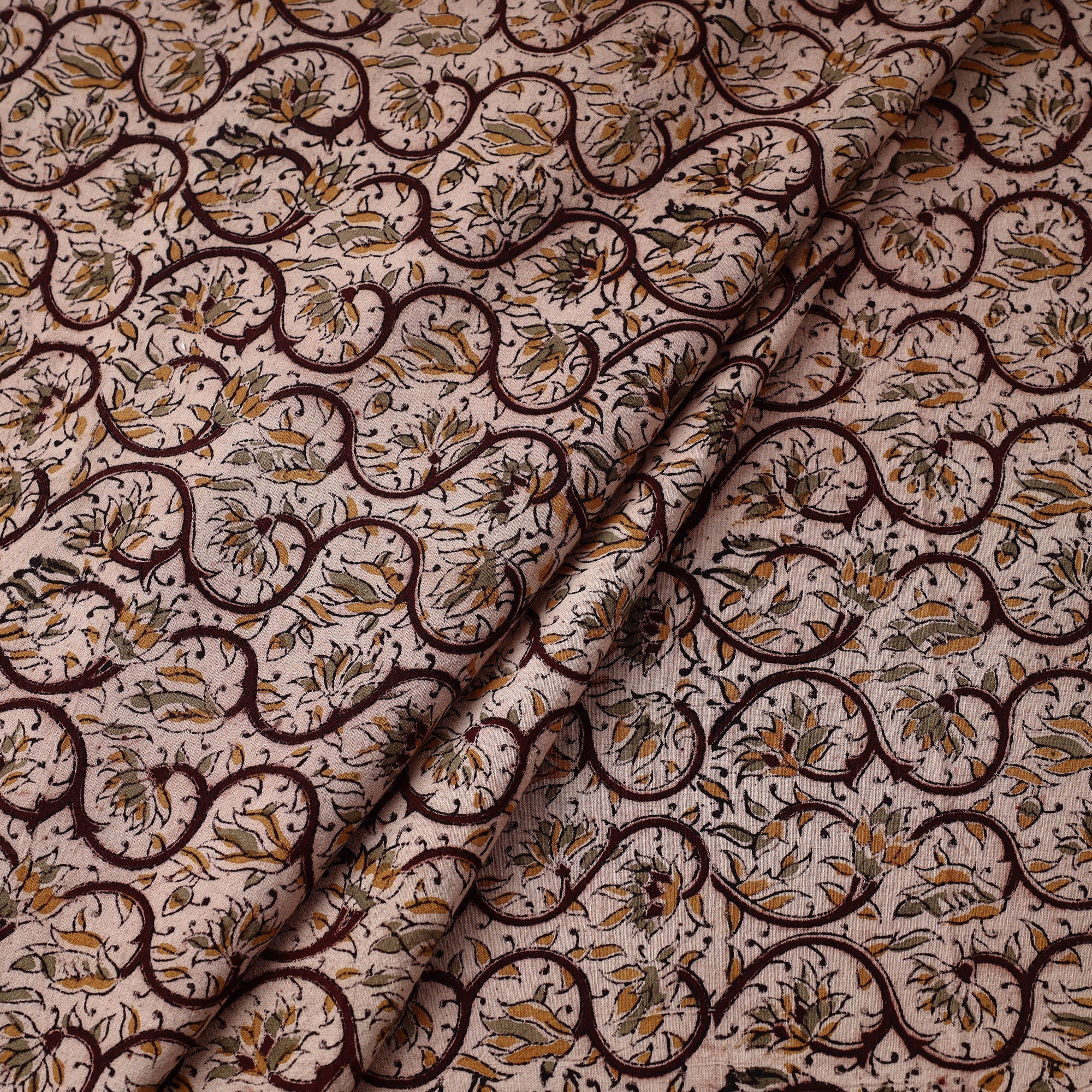 VENKATA BHANU KALAMKARI PEDANA Brown - Pedana Block Printed Cotton Kalamkari Fabric 23 - view 2