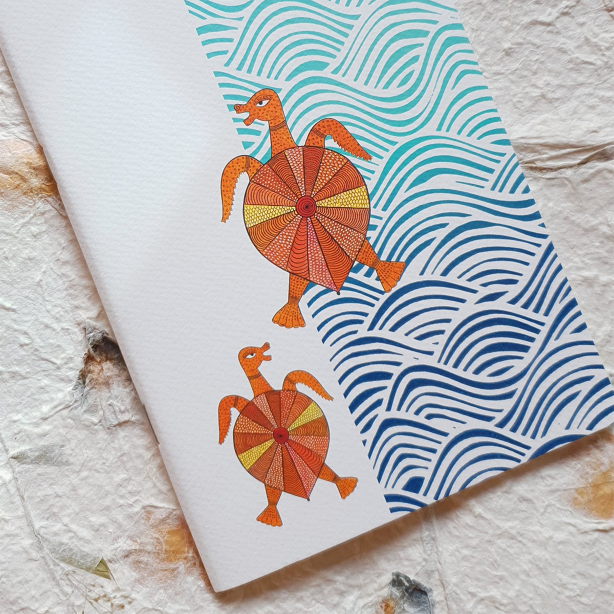 "Ocean Series" Notebooks in Collaboration with Traditional Pattachitra Artisan Rupsona by Ekibeki (Set of 3) - view 3