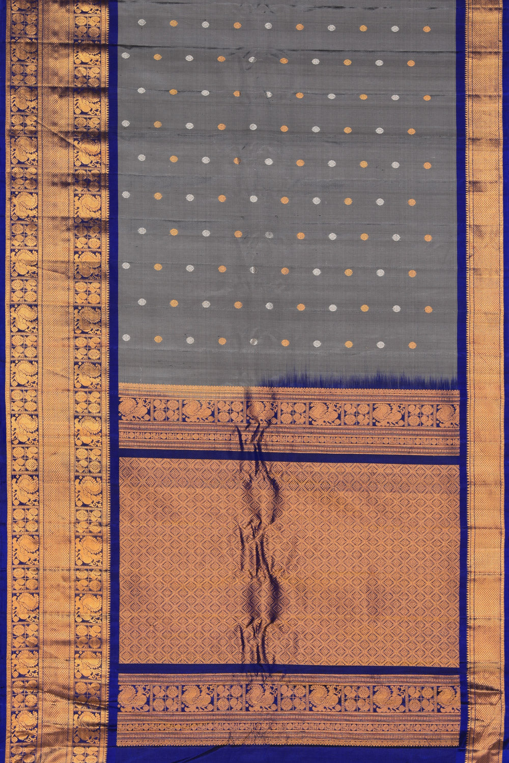 Kalanjali Gadwal Silk Grey Saree – Women's - view 3