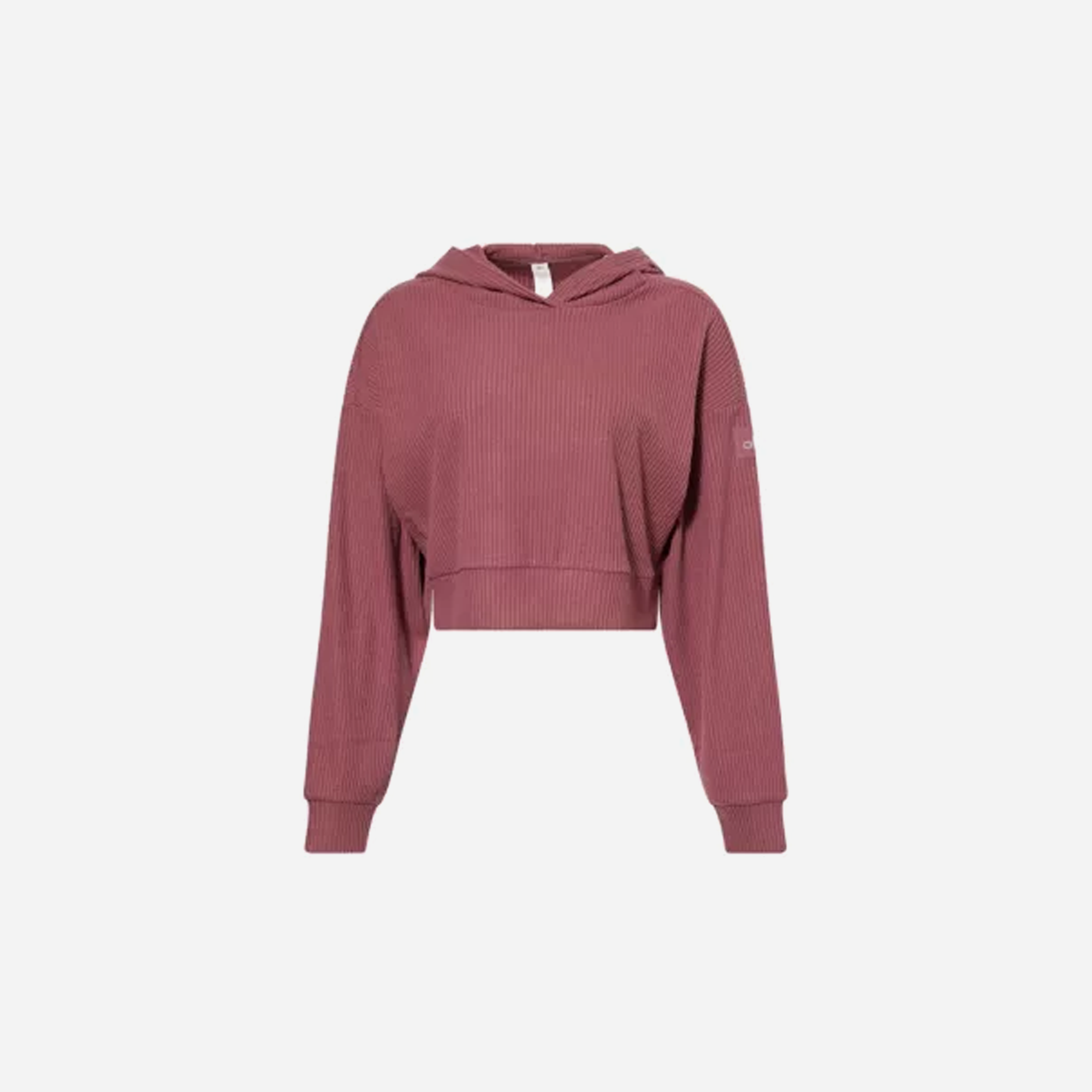 Alo Yoga Muse Cropped Stretch-Jersey Hoody – BURGUNDY