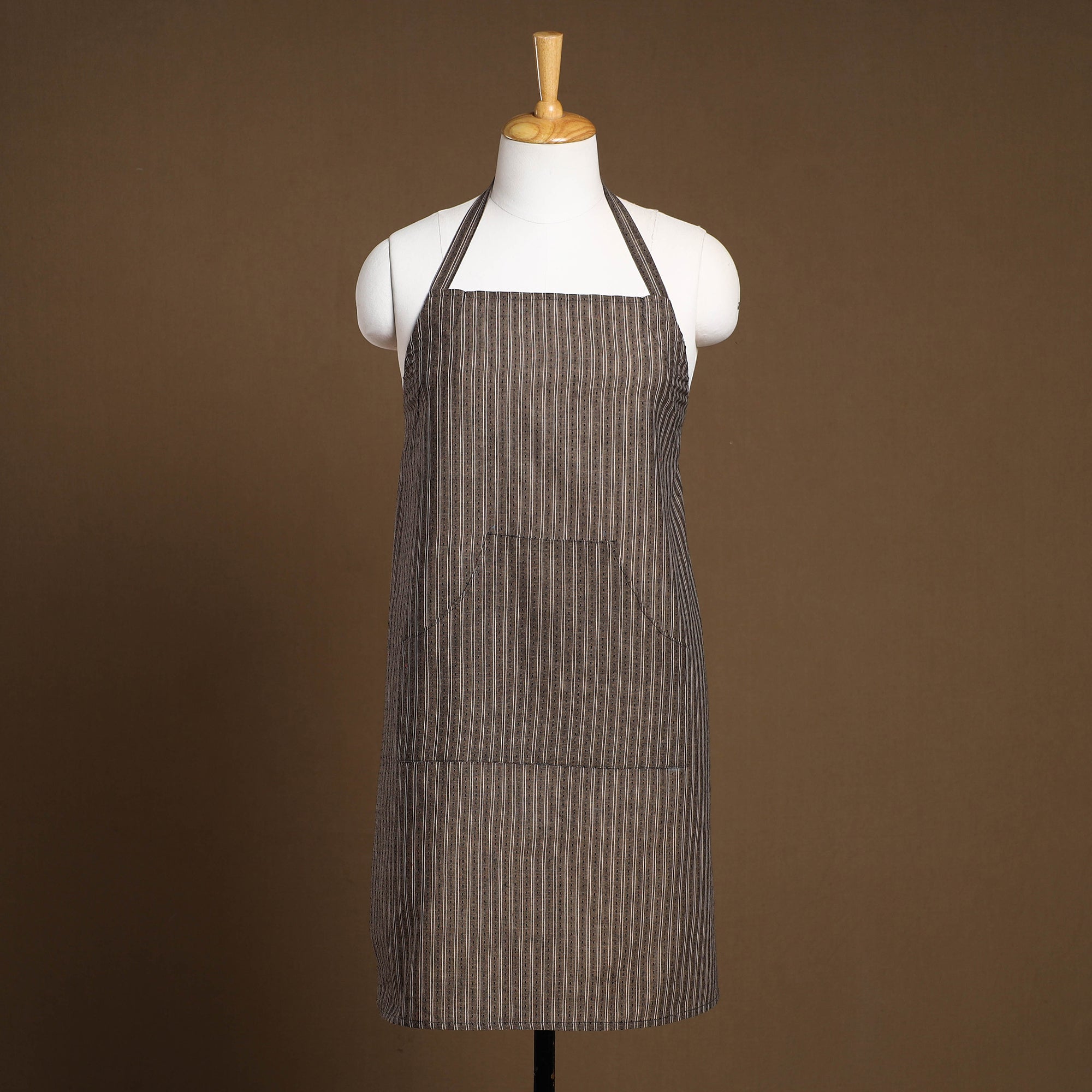 JALPARI Brown - Jacquard Weave Cotton Apron with Pocket 09
