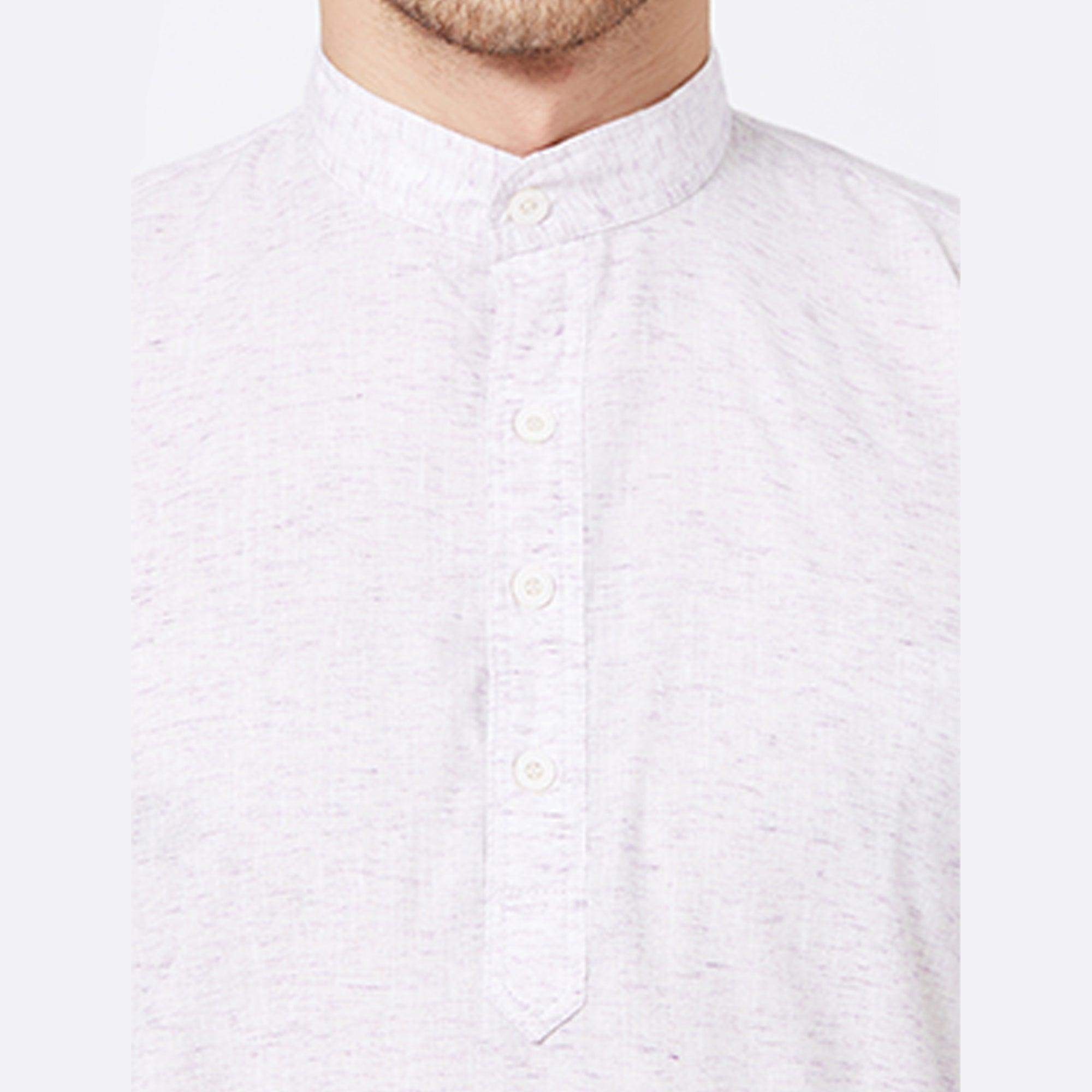 Peachmode Light Lavender Colored Festive Wear Cotton Kurta - view 8