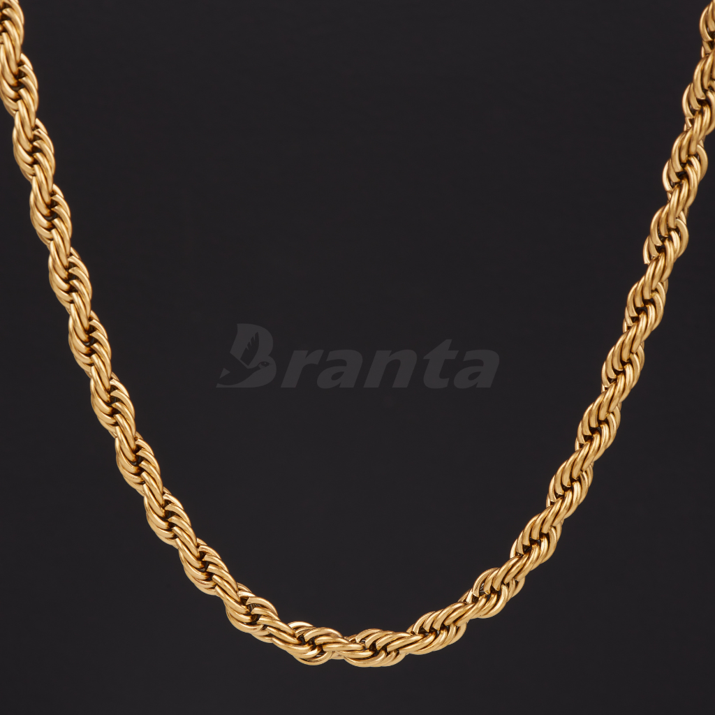 Branta Gold Plated Rope Chain For Men (21.5 Inch)