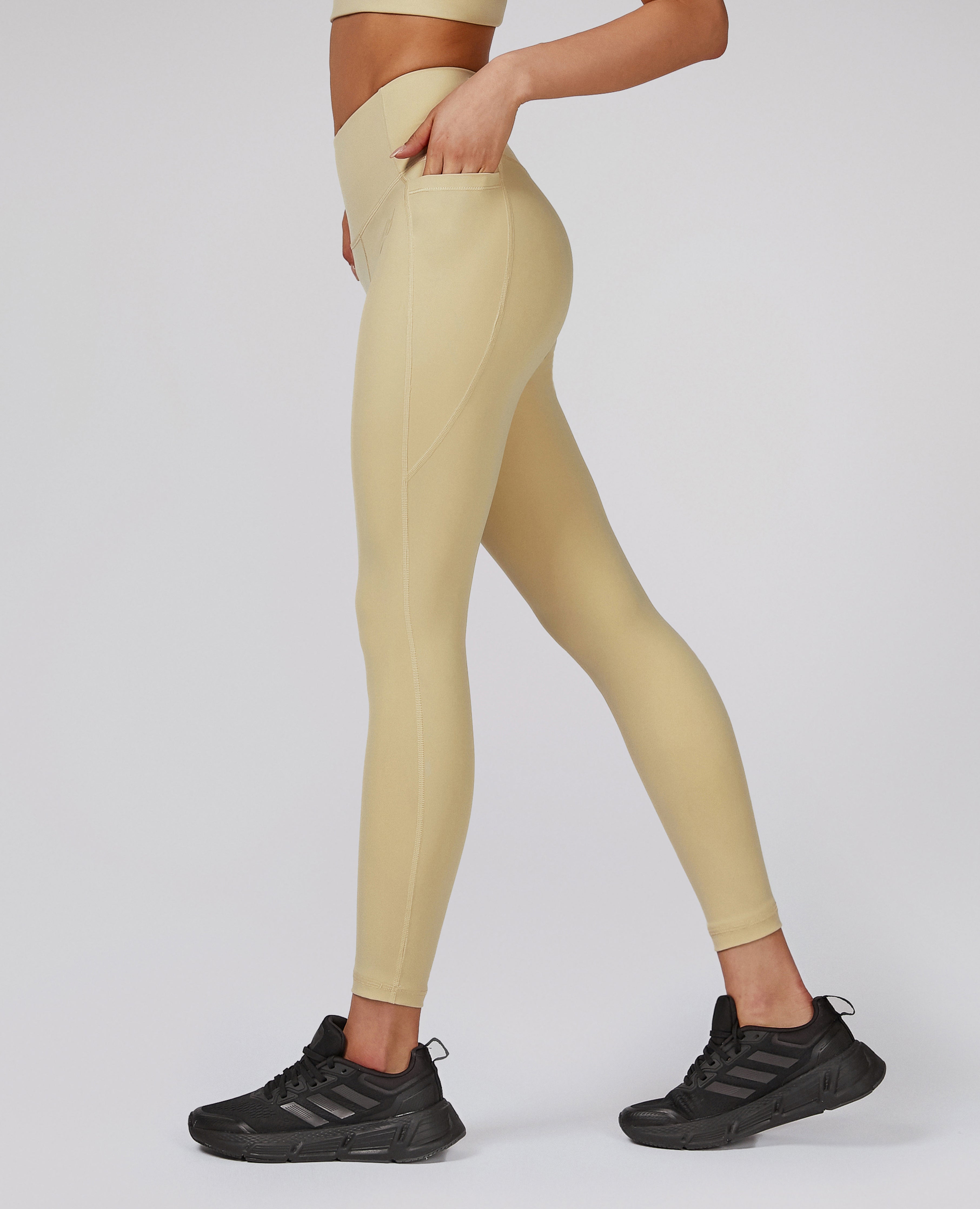 FIRM ABS High-waisted Gym Leggings - Light Yellow