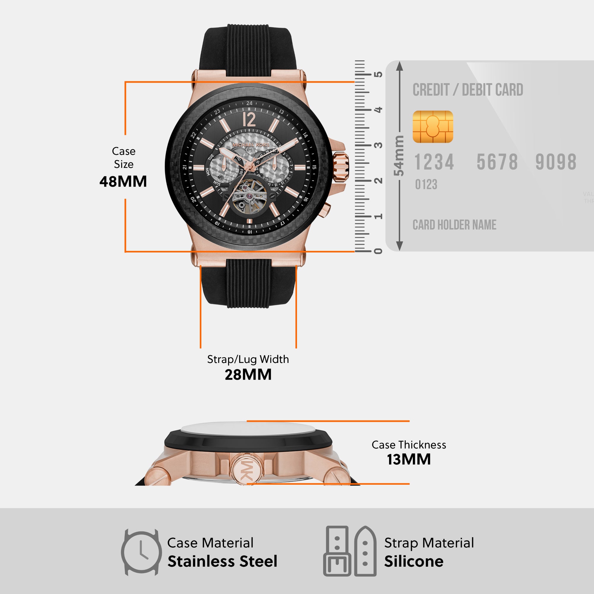 Michael Kors Dylan Men Automatic Black Dial Analog Silicone Watch MK9019 - view 2