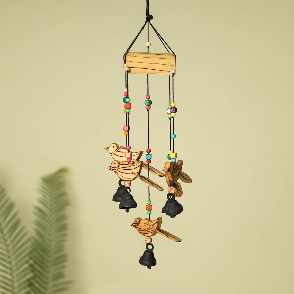 ITOKRI CRAFTS INITIATIVE Bird - Hand Carved Khamhar Wood Jhoomar / Hanging