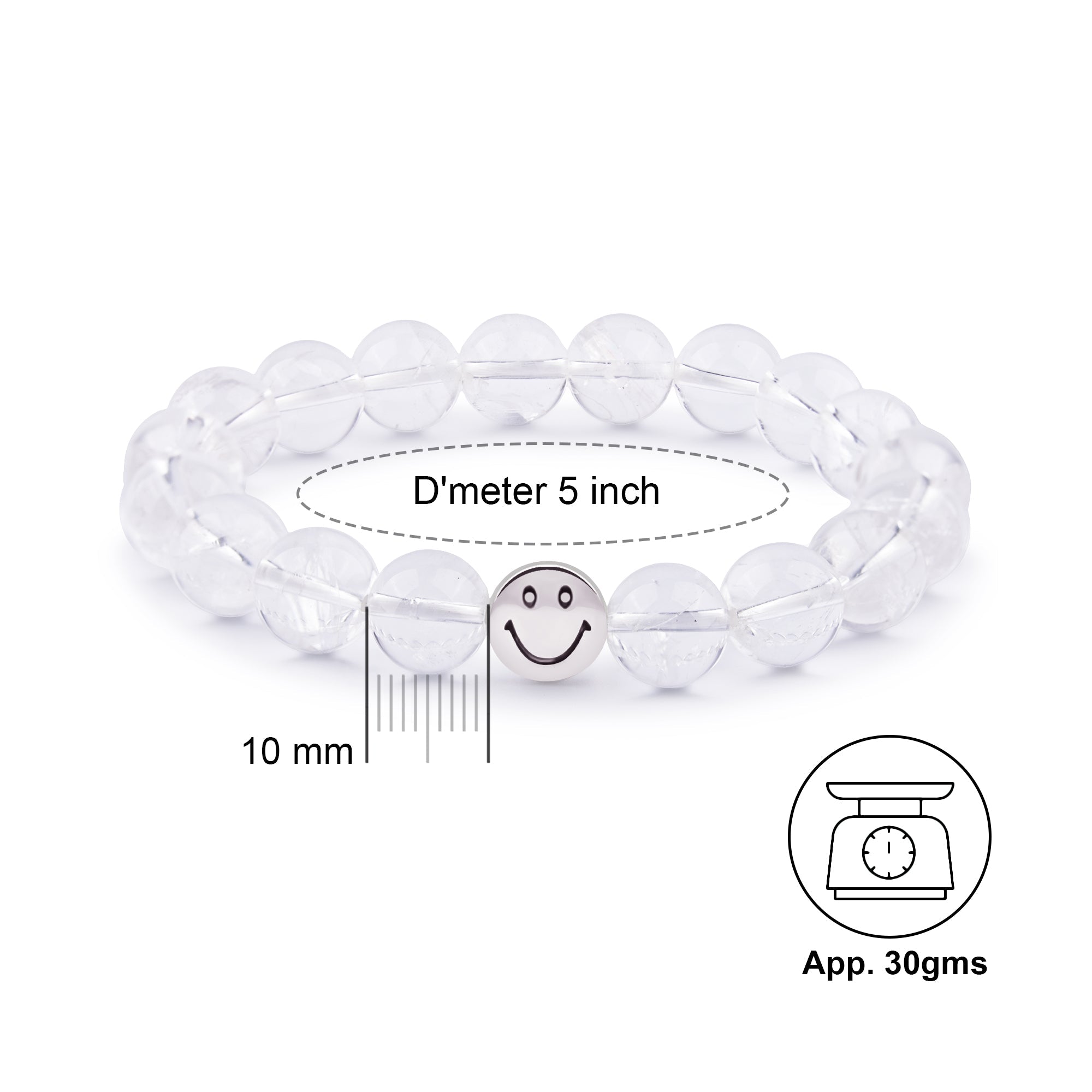 Gemsmantra Smile Bracelet - Clear Quartz - view 2