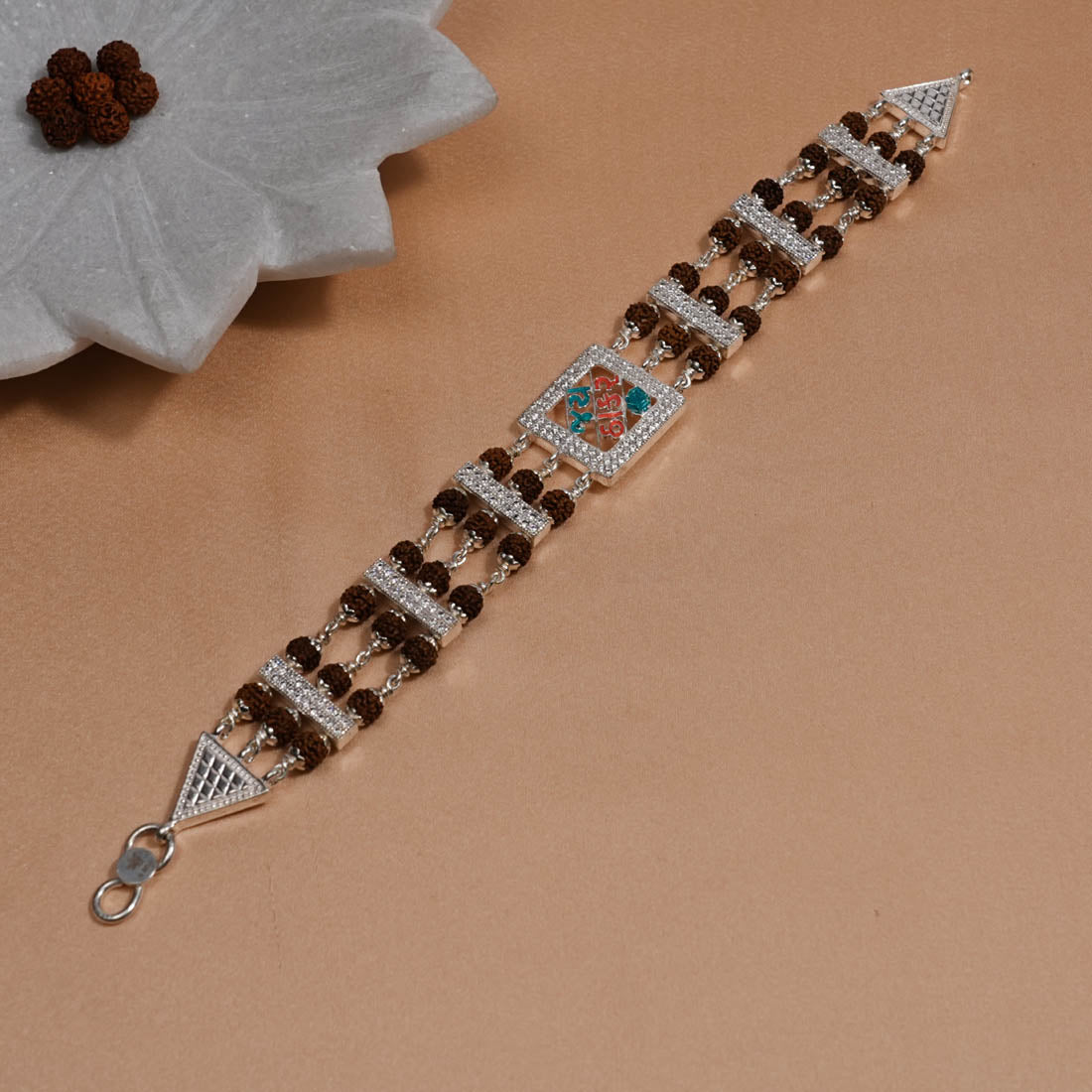 Prinjal Jewellers Rudraksha Silver Jay Thakar Brooch Bracelet - view 2