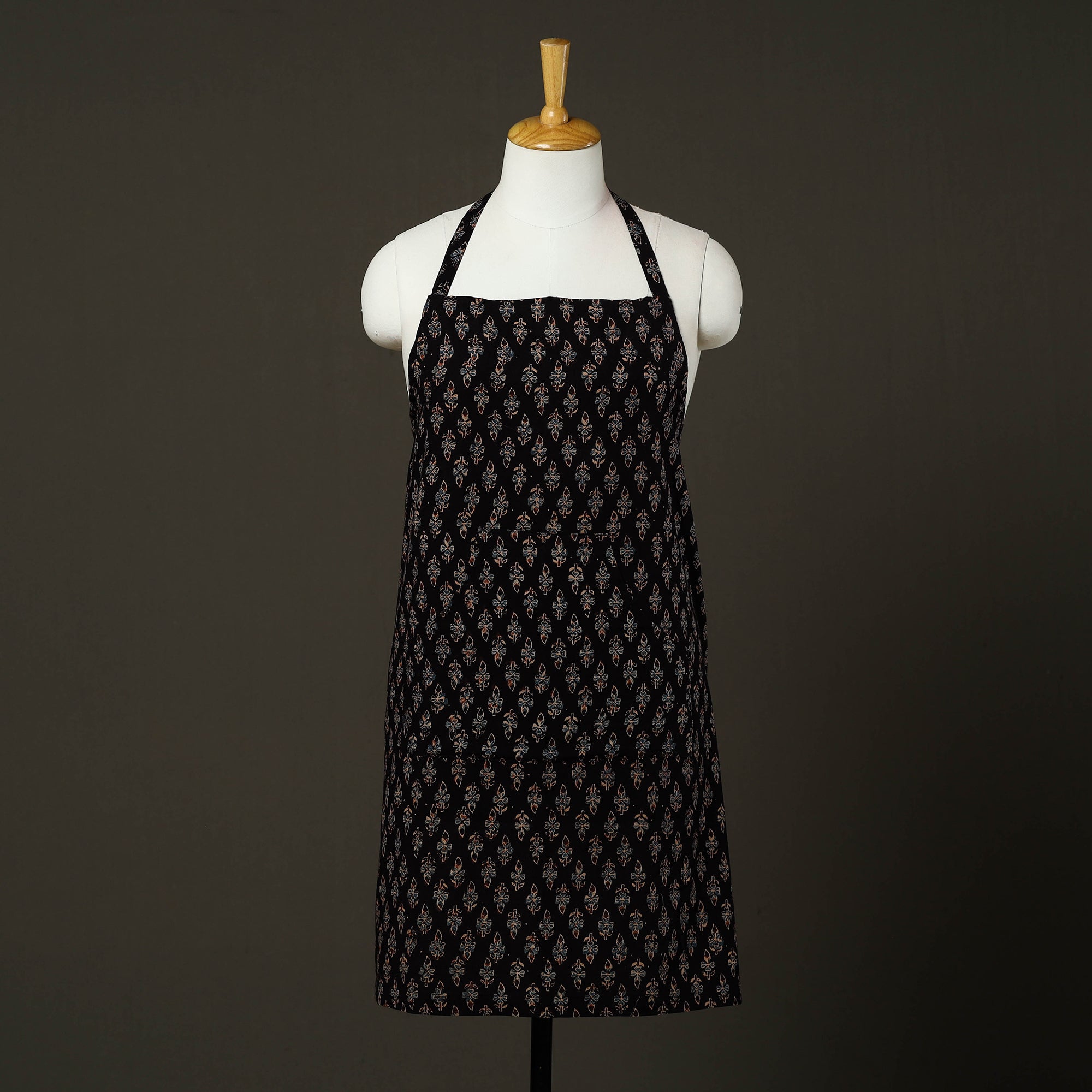 JALPARI Black - Ajrakh Block Print Cotton Apron with Pocket 86