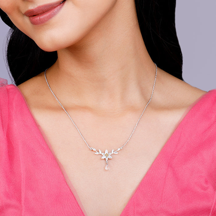GIVA Jewellery Silver One in a Trillium Necklace - view 3