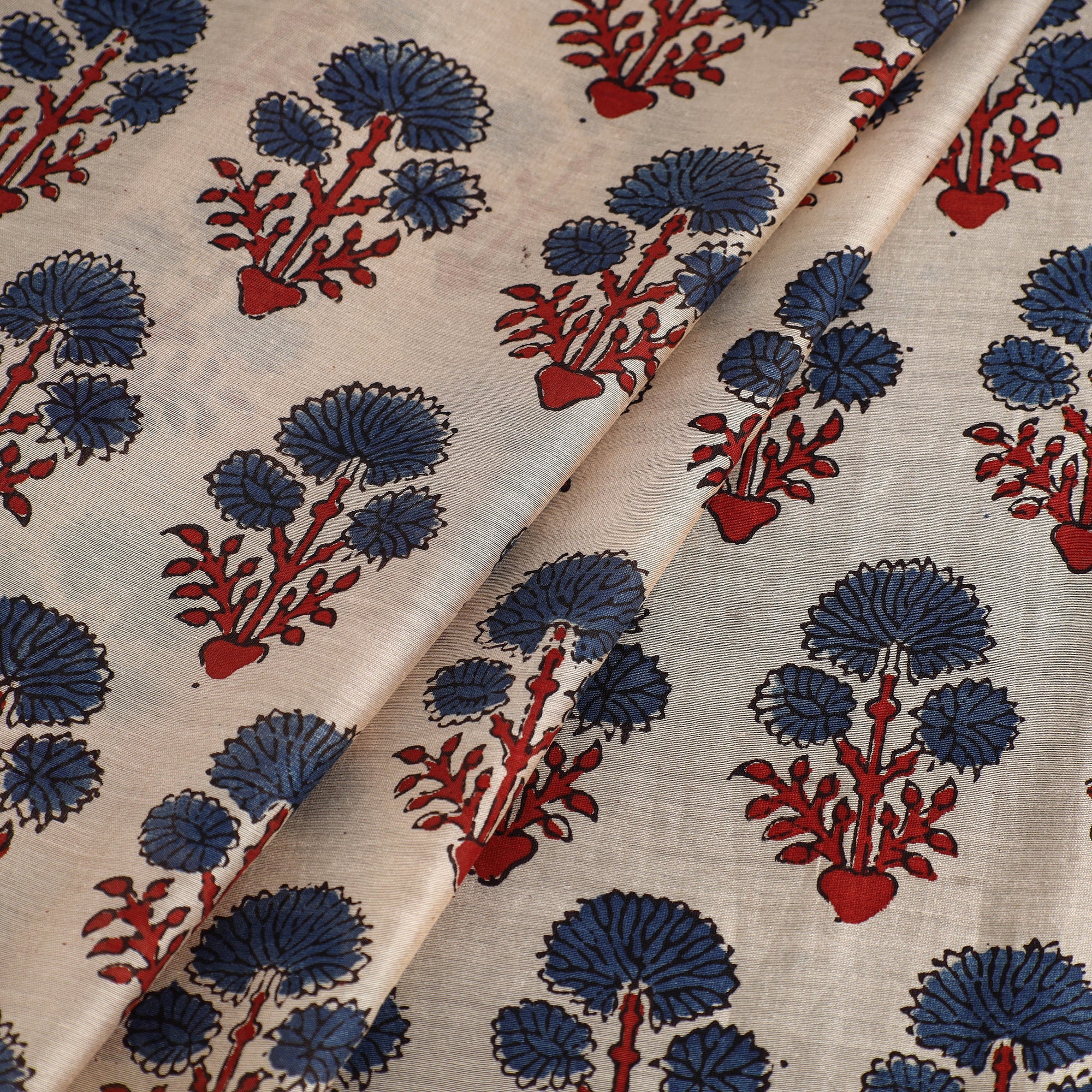 KACHCHH JI CHHAAP Beige - Ajrakh Block Printed Chanderi Silk Fabric 02 - view 2