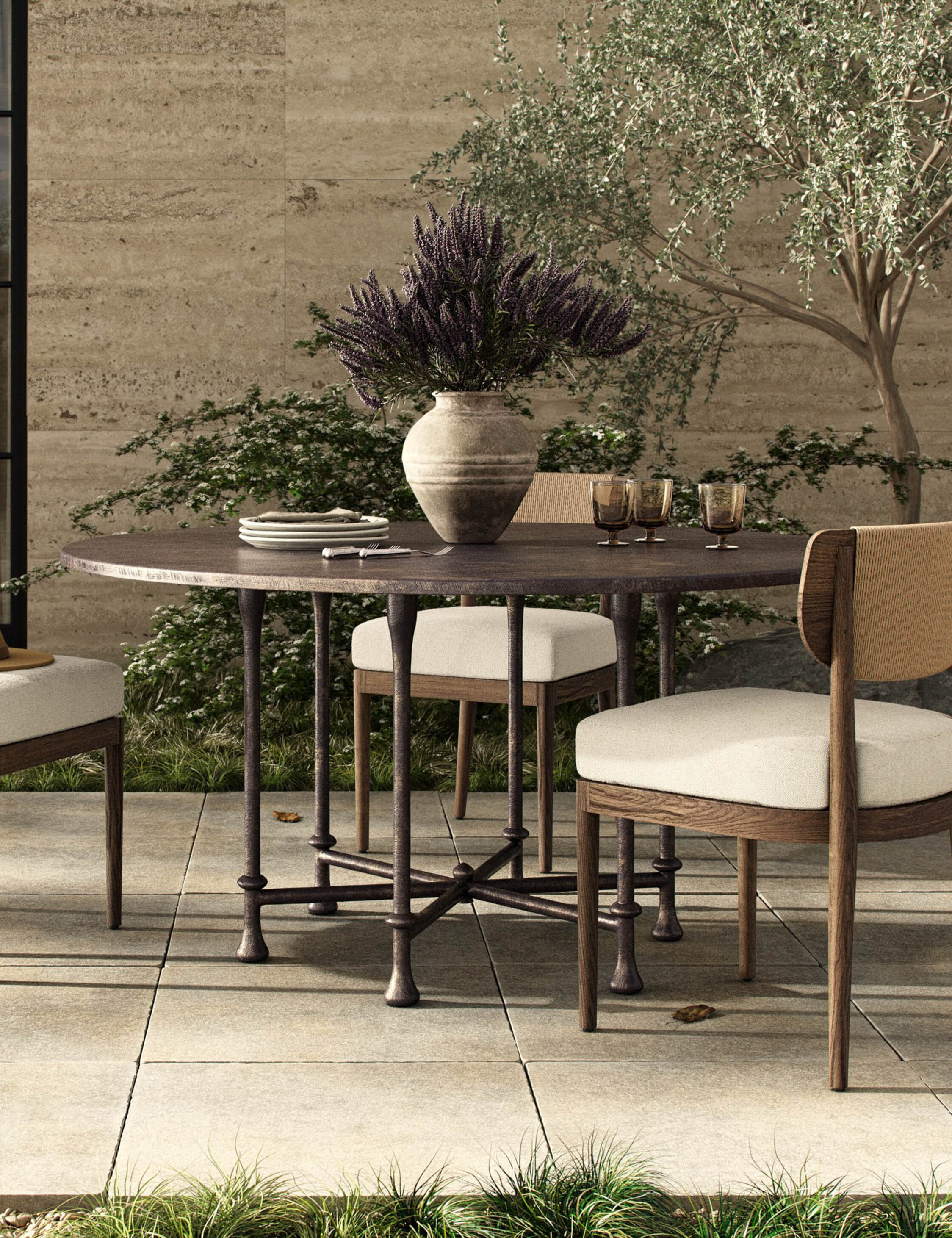 Lulu and Georgia Leblanc Indoor / Outdoor Round Dining Table by Amber Lewis x Four Hands - view 2