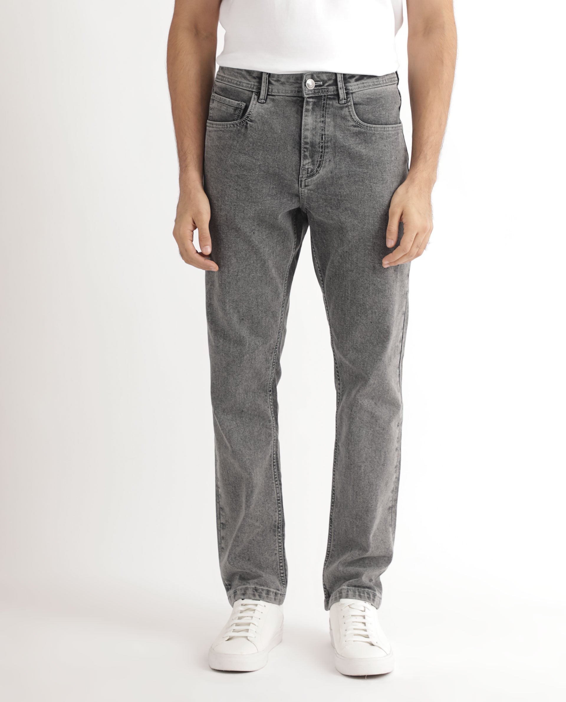 Rare Rabbit Men's Klune Light Grey Mid Wash Mid-Rise Regular Fit Jeans - view 4