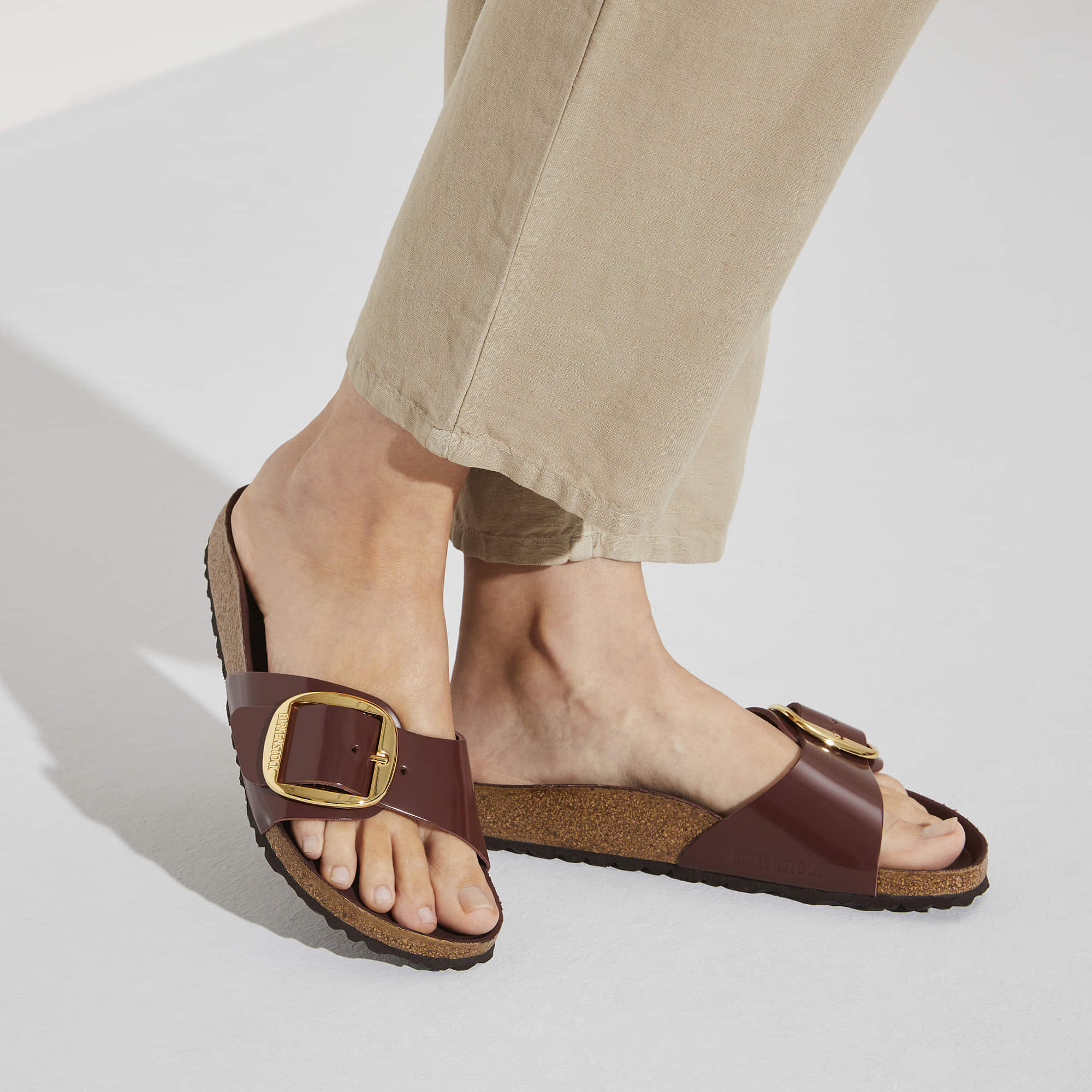 Birkenstock Madrid Big Buckle Natural Leather Patent - view 7