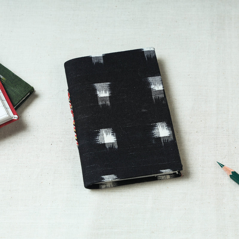 CHUTNEY CRAFT STUDIO Black - Ikat Fabric Cover Handmade Paper Notebook (5 x 3.5 in)
