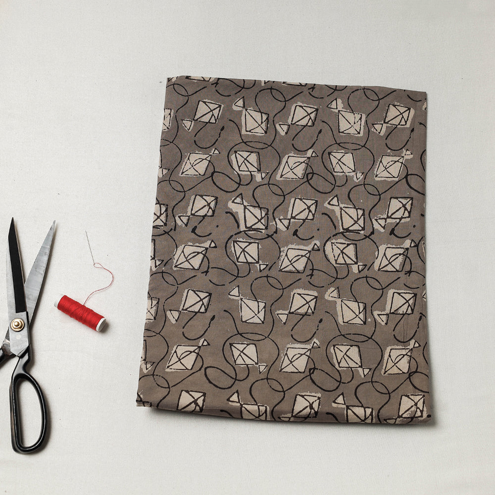 BINDAAS UNLIMITED Brown - Bindaas Block Art Printed Cotton Natural Dyed Precut Fabric (0.9 meter)
