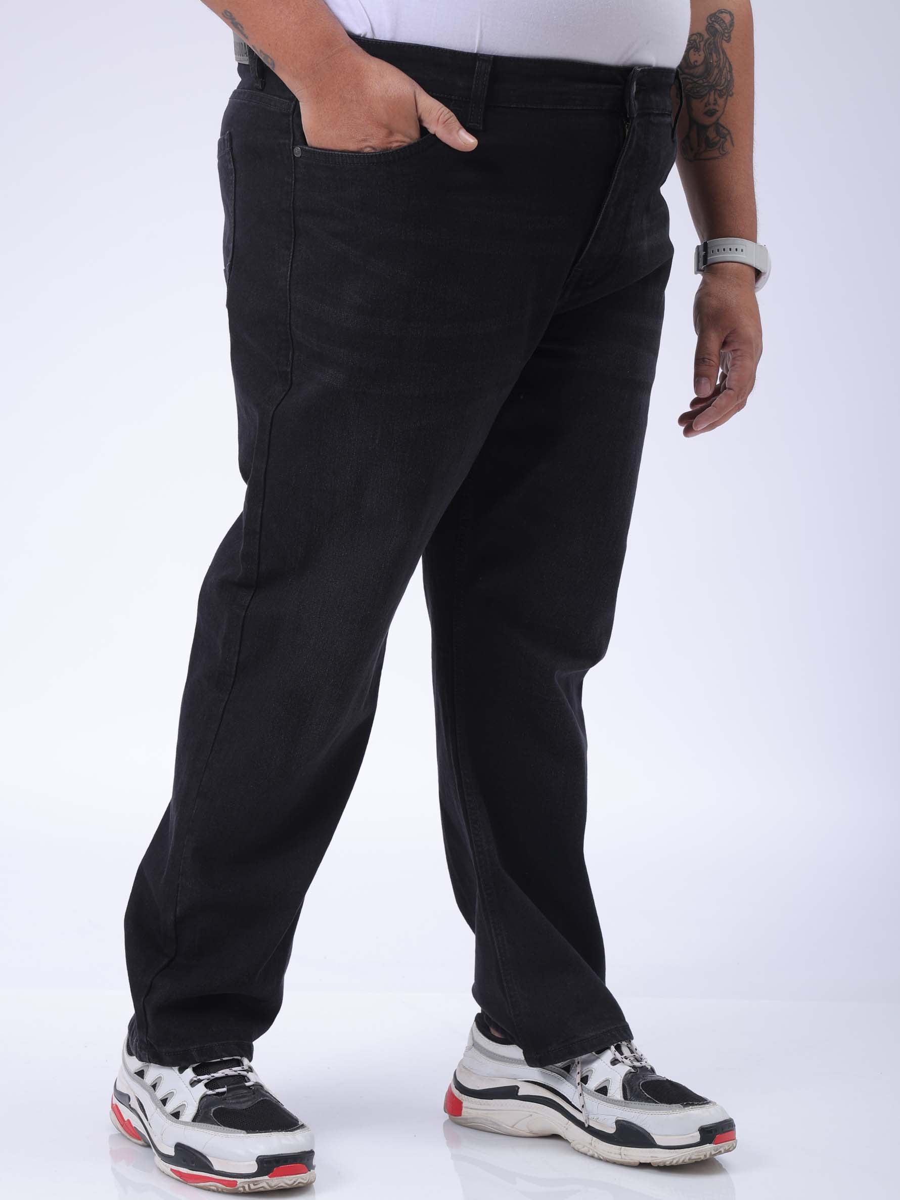 HARDSODA Men's Plus Size Black Vintage Straight Fit Solid Jeans - view 3