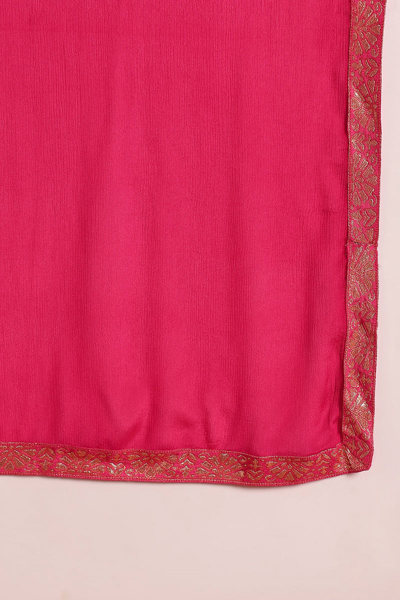 Ahika Pink Silk Ethnic Motifs Woven Design Straight Trouser Suit Set PKSKD2658 - view 7