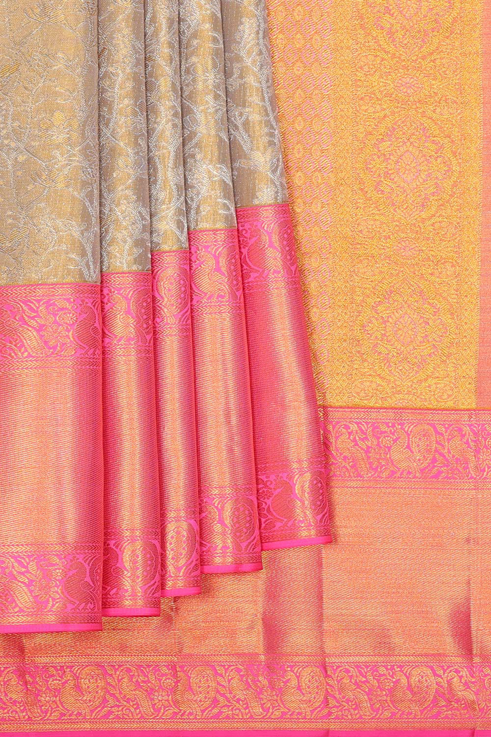 Kalanjali Kanchipattu Brocade Gold Saree – Women's