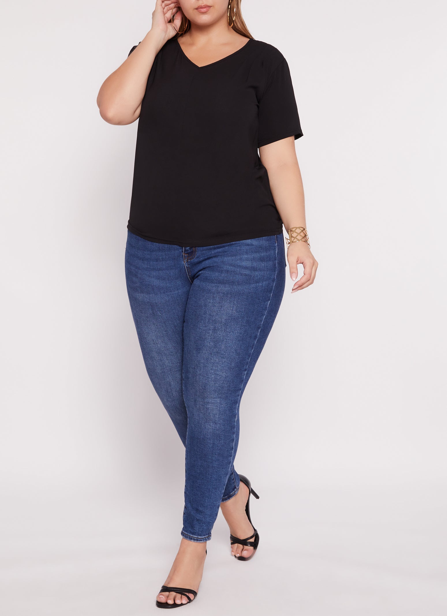Rainbow Shops Plus Size V Neck Short Sleeve Tee - view 2