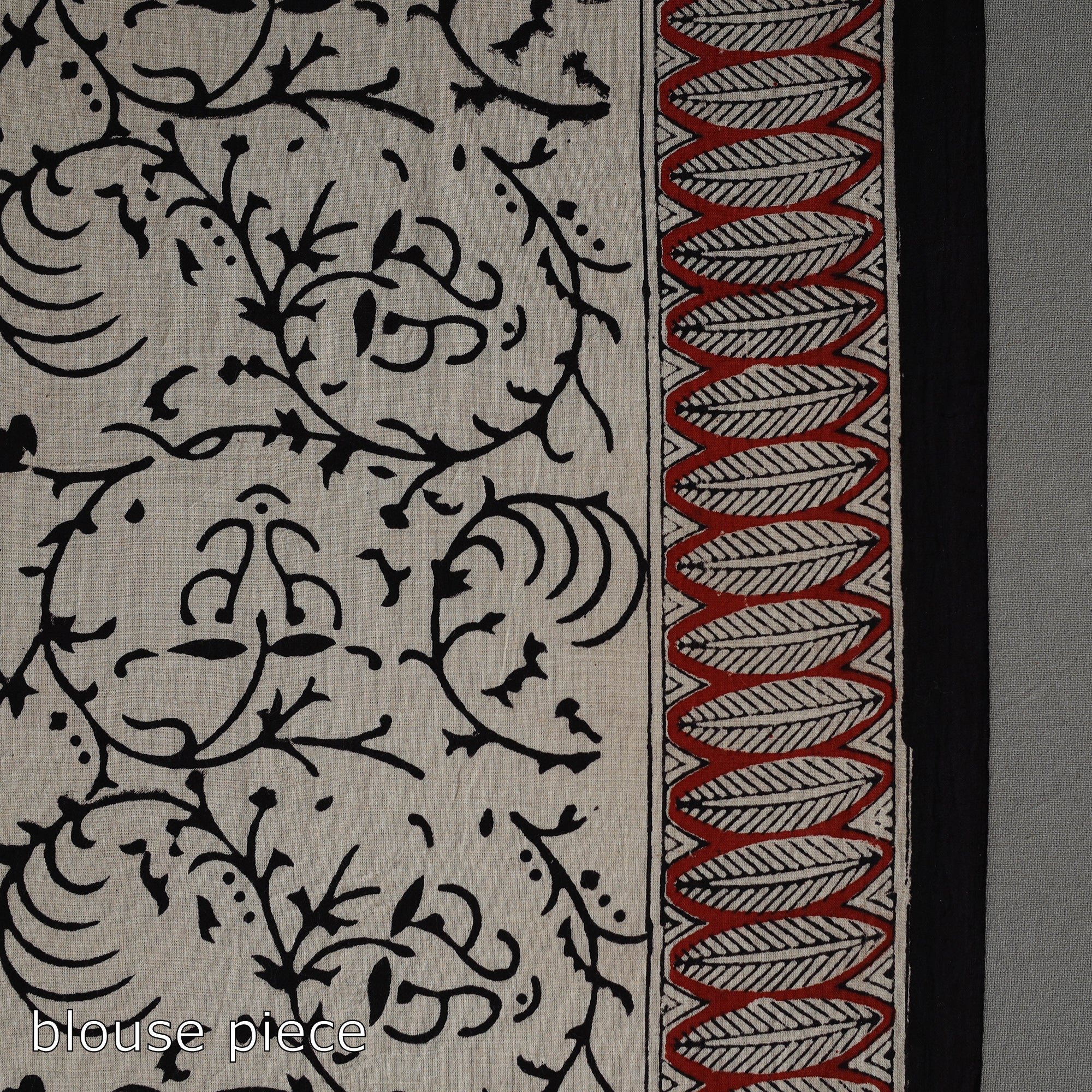 ITOKRI CRAFTS INITIATIVE Black - Natural Dyed Block Print Cotton Bagru Saree 17 - view 7