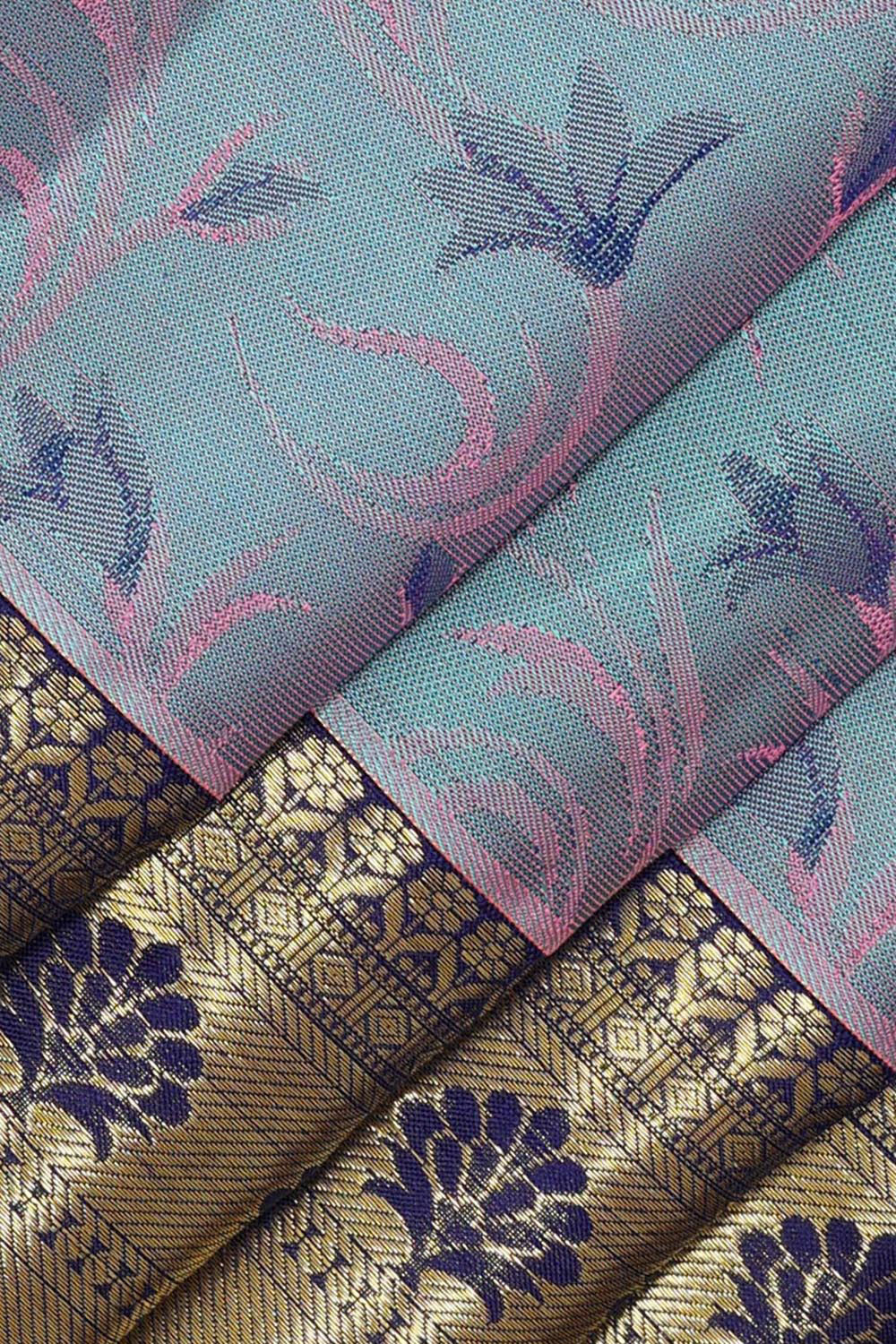 Kalanjali Kanchipattu Bluish Grey Brocade Saree - view 2