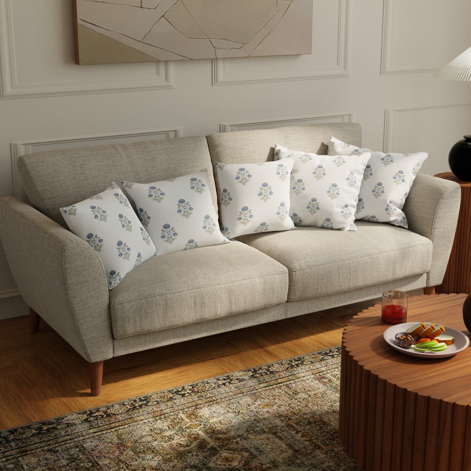 Urban Space Home Furnishing Cotton Cushion Covers, Throw pillow for couch - Liberty Blue