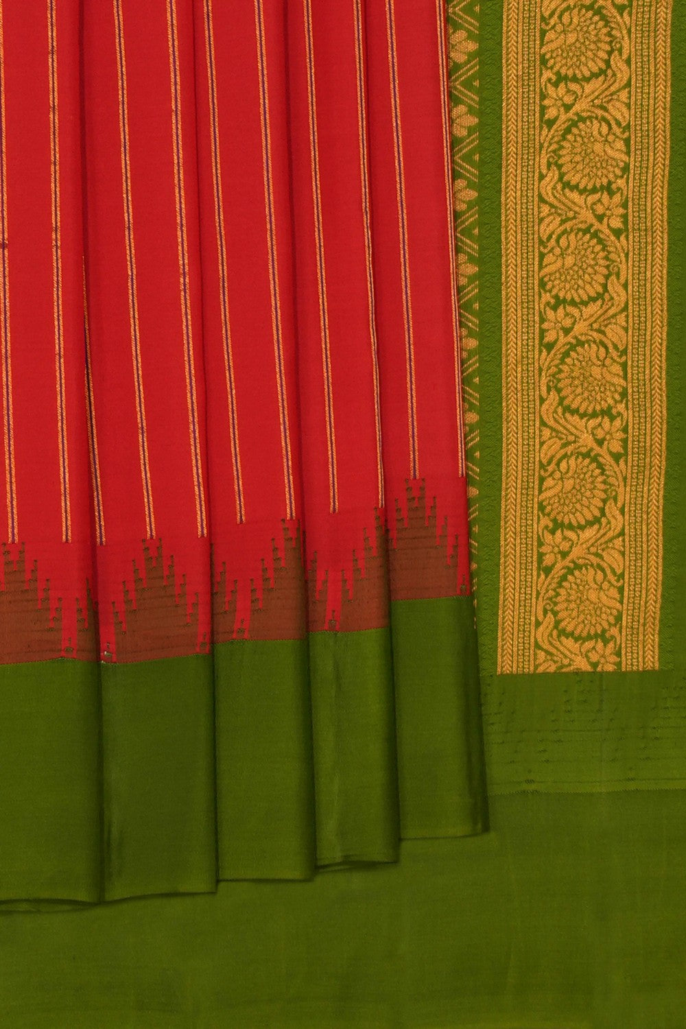Kalanjali Gadwal Silk Red Saree – Women's